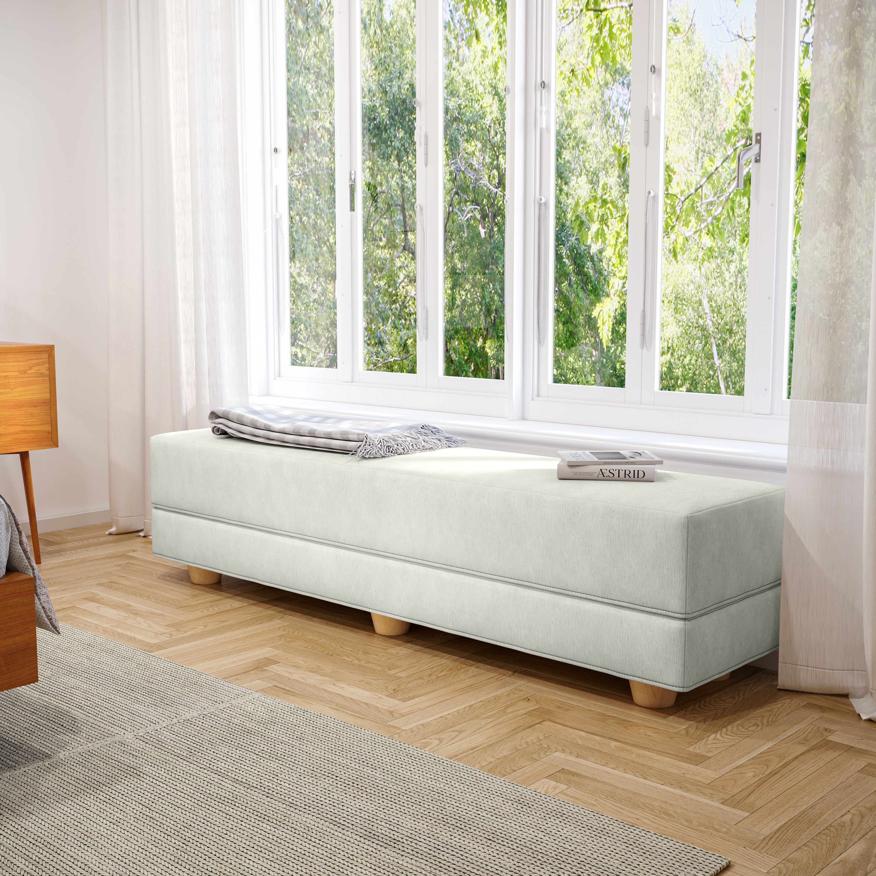 Jaxx Camden Convertible Bed Bench / Fold-Out Twin Guest Bed, Ice