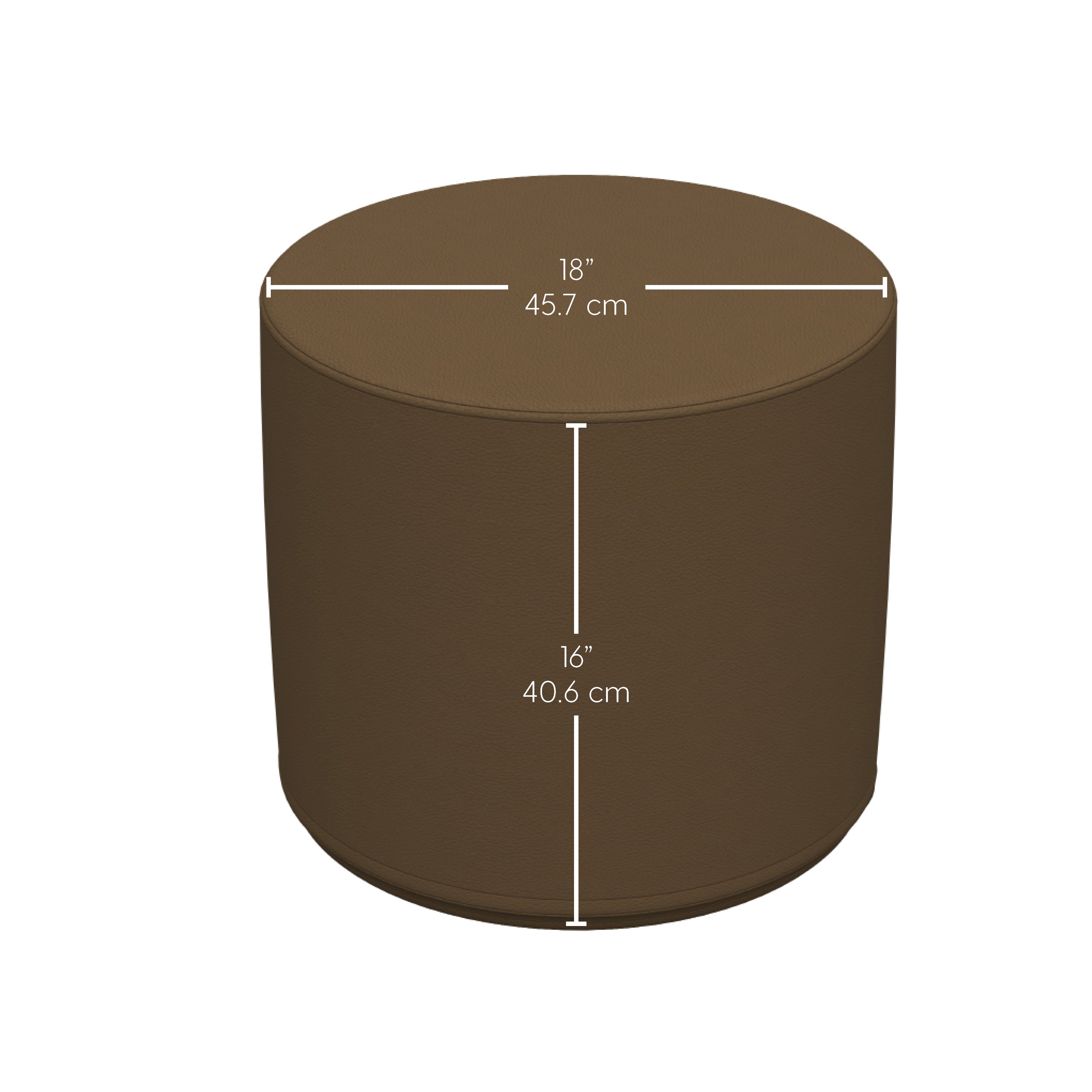 SoftScape 18" Round Ottoman 16" Height, 2-Piece - Chocolate/Sand