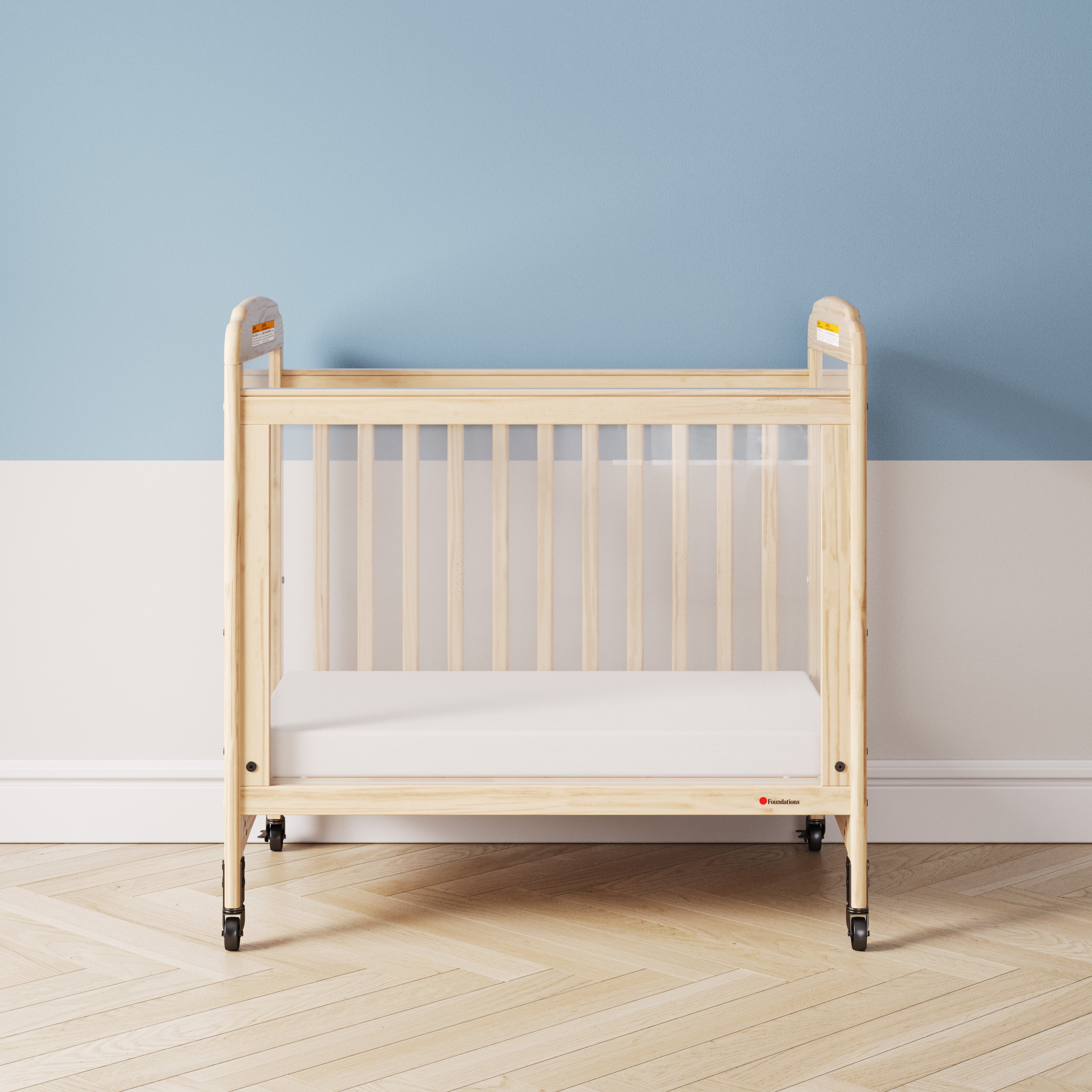 Next Gen Serenity® 3 Panel Clearview Fixed-Side Compact Crib, Natural