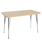 24" x 48" Rectangle La Madera Activity Table with Standard Legs - Maple Grain/Silver