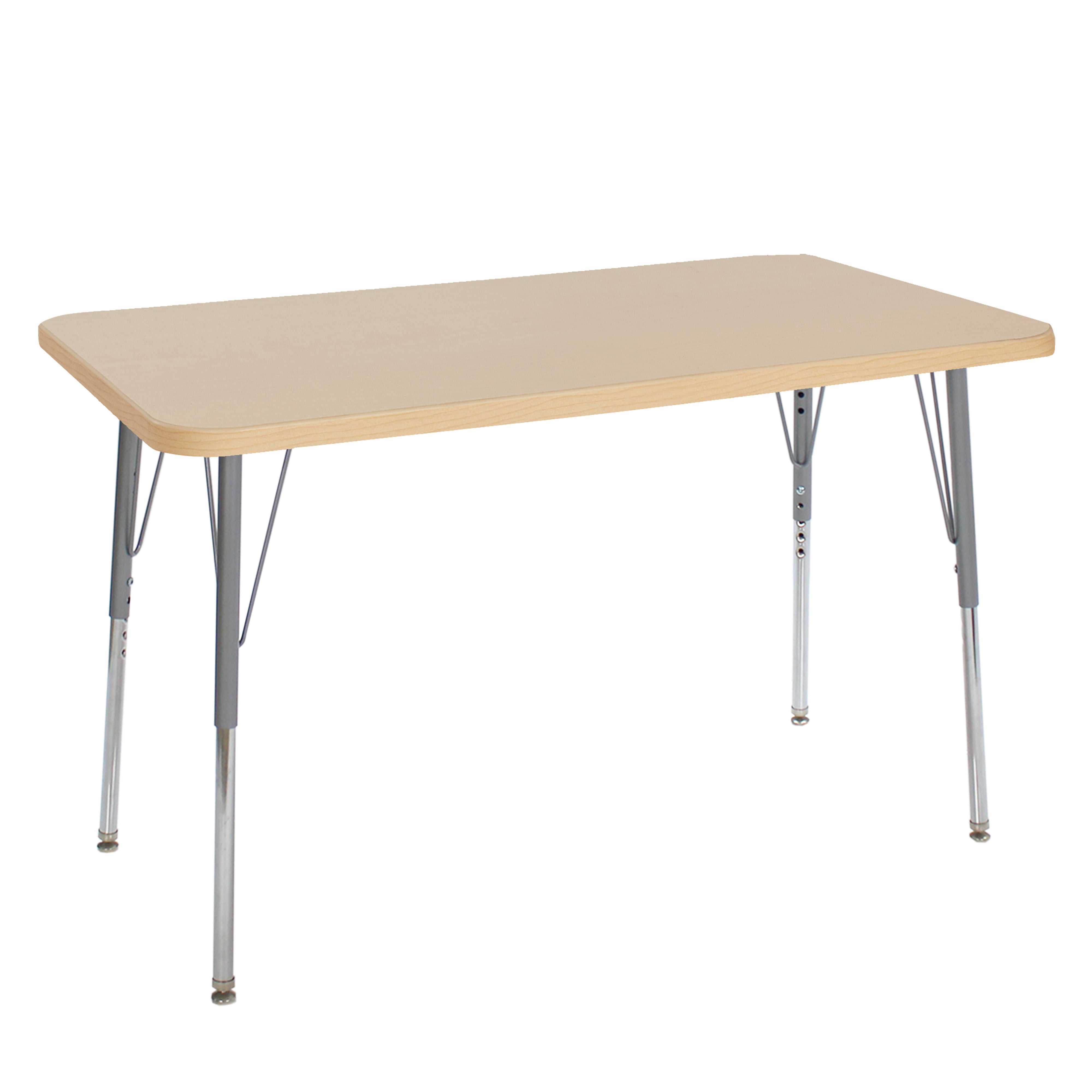 24" x 48" Rectangle La Madera Activity Table with Standard Legs - Maple Grain/Silver