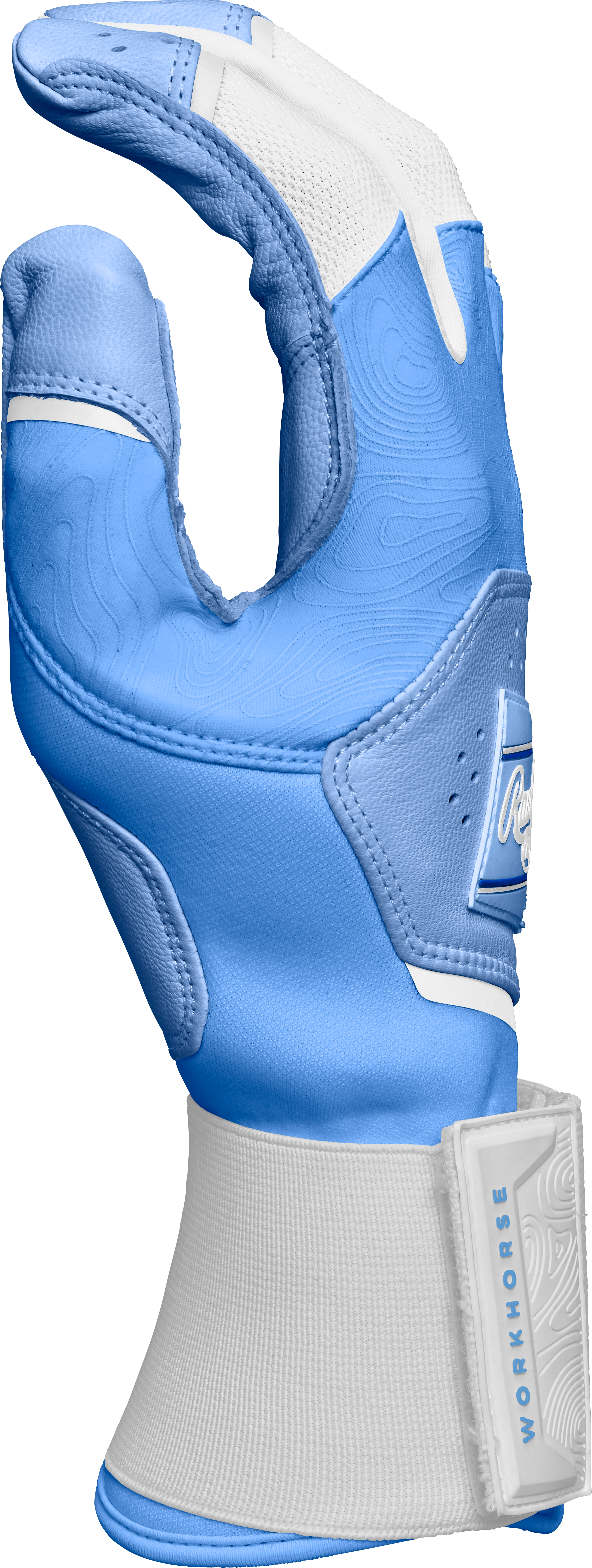 Rawlings Youth Workhorse Compression Strap Batting Gloves - Large - Columbia Blue