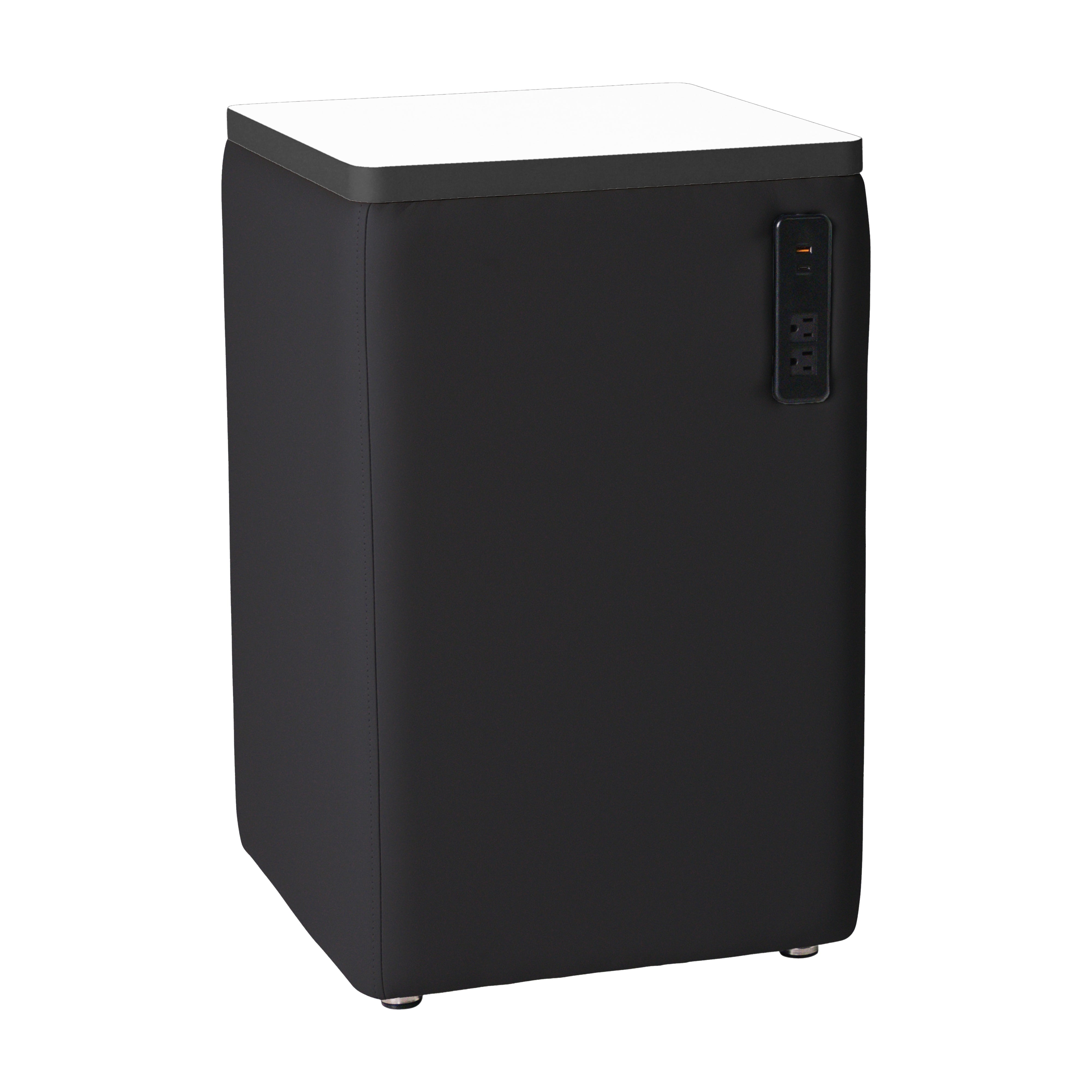 Pro Series Upholstered 18" x 18" Square Dry-Erase Ottoman Table with Tech Panel 28" Height - Black/Whiteboard