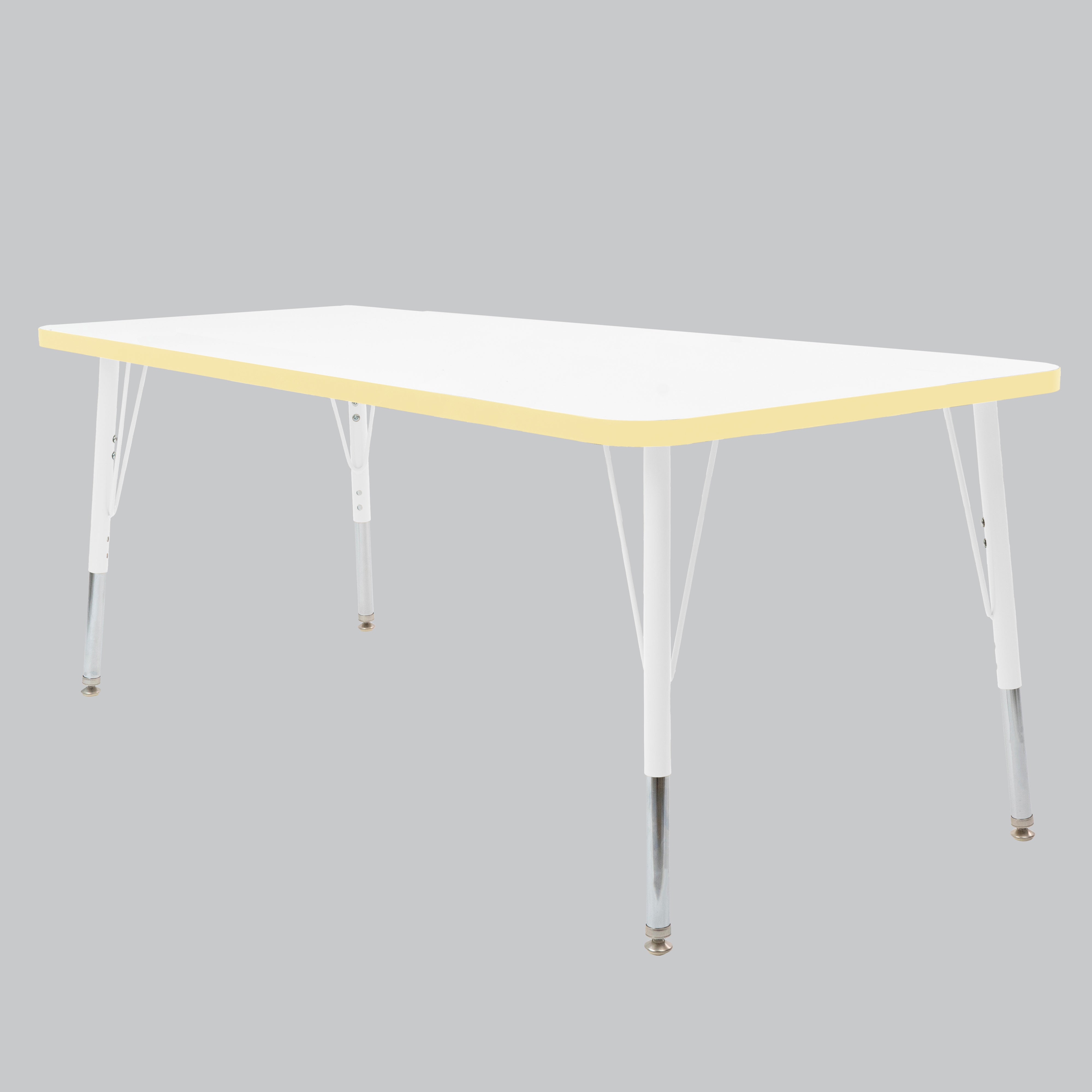 30" x 72" Rectangle Thermofused Activity Table with Adjustable Standard Swivel Glide Legs - White/Squash/White