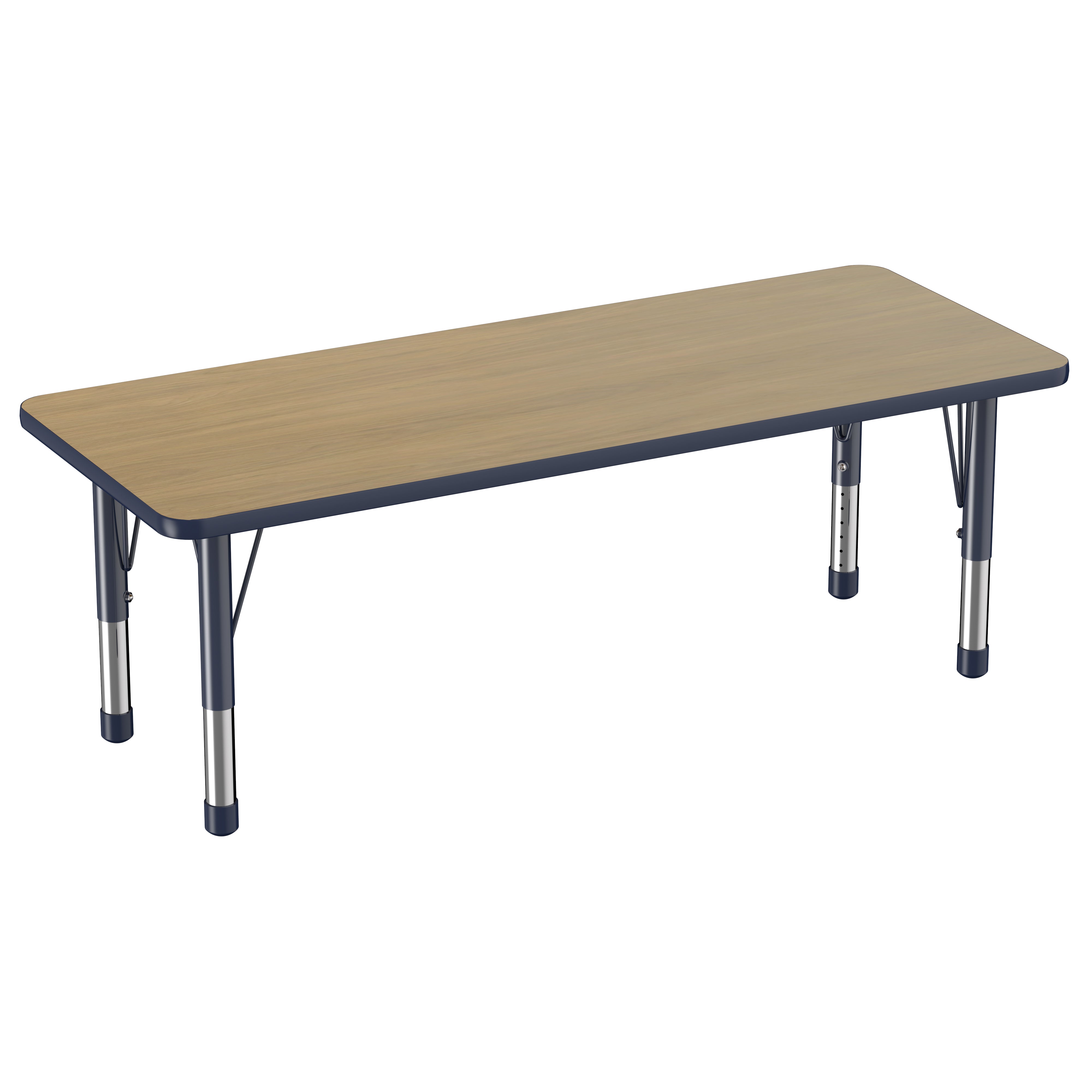 24" x 60" Rectangle T-Molding Activity Table with Adjustable Chunky Legs - Pasadena Oak/Navy