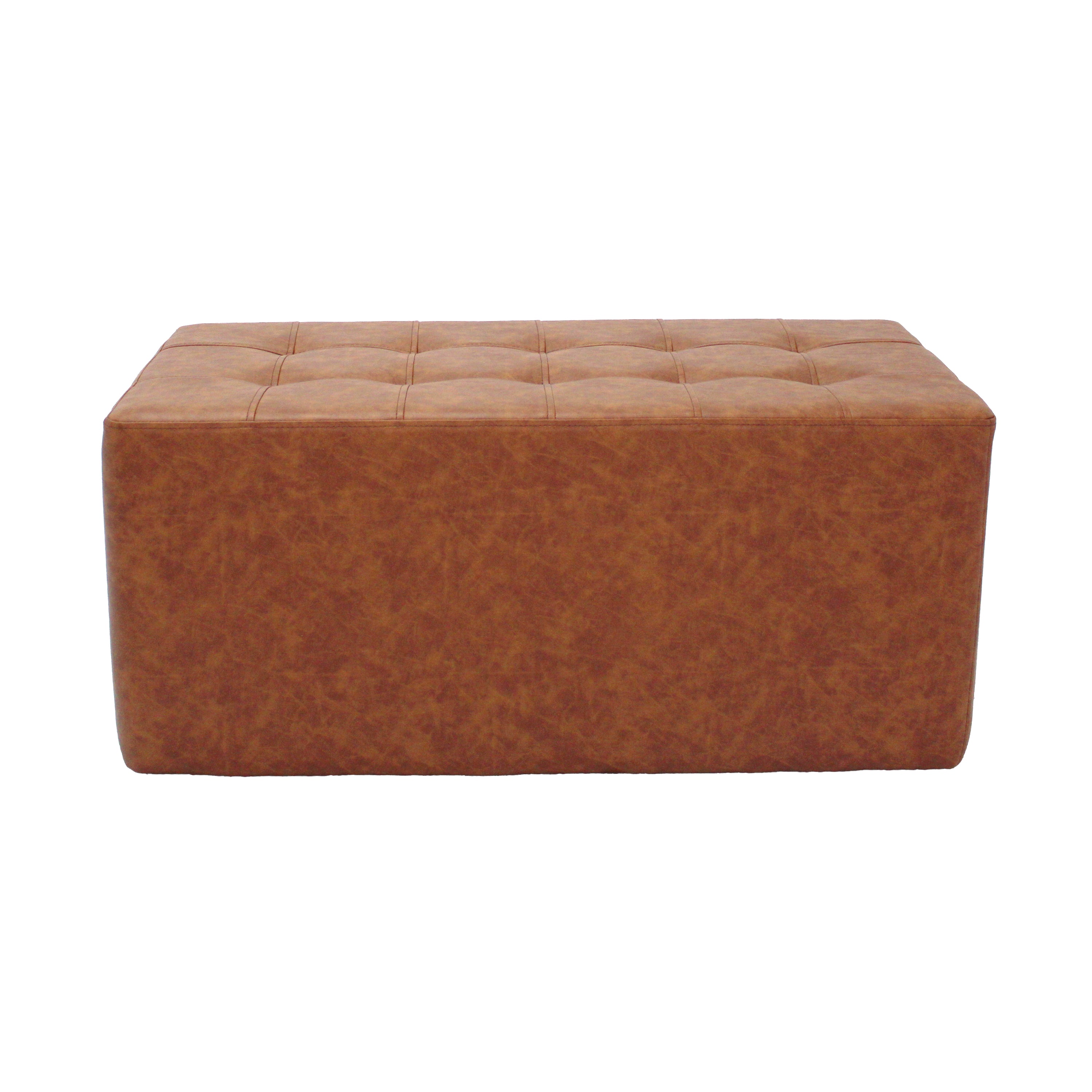 Rustic Tufted Rectangle Ottoman 16" Height - Hazelnut