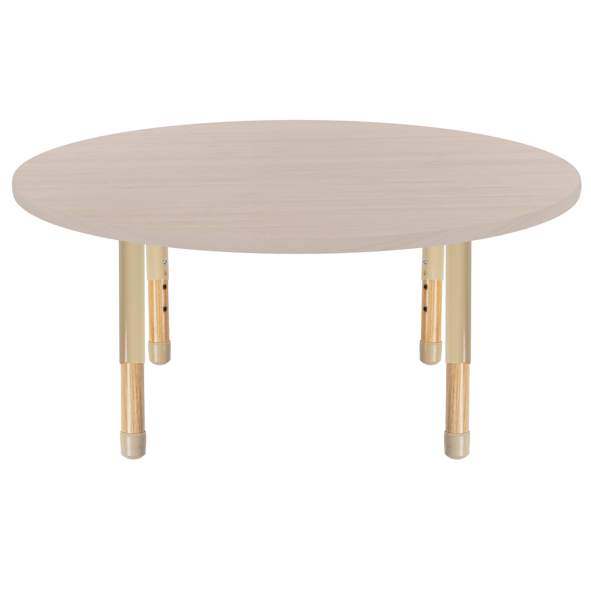 48" x 48" Round Thermofused Activity Table with Adjustable Chunky Wood Legs - Asian Sand/Sand/Natural