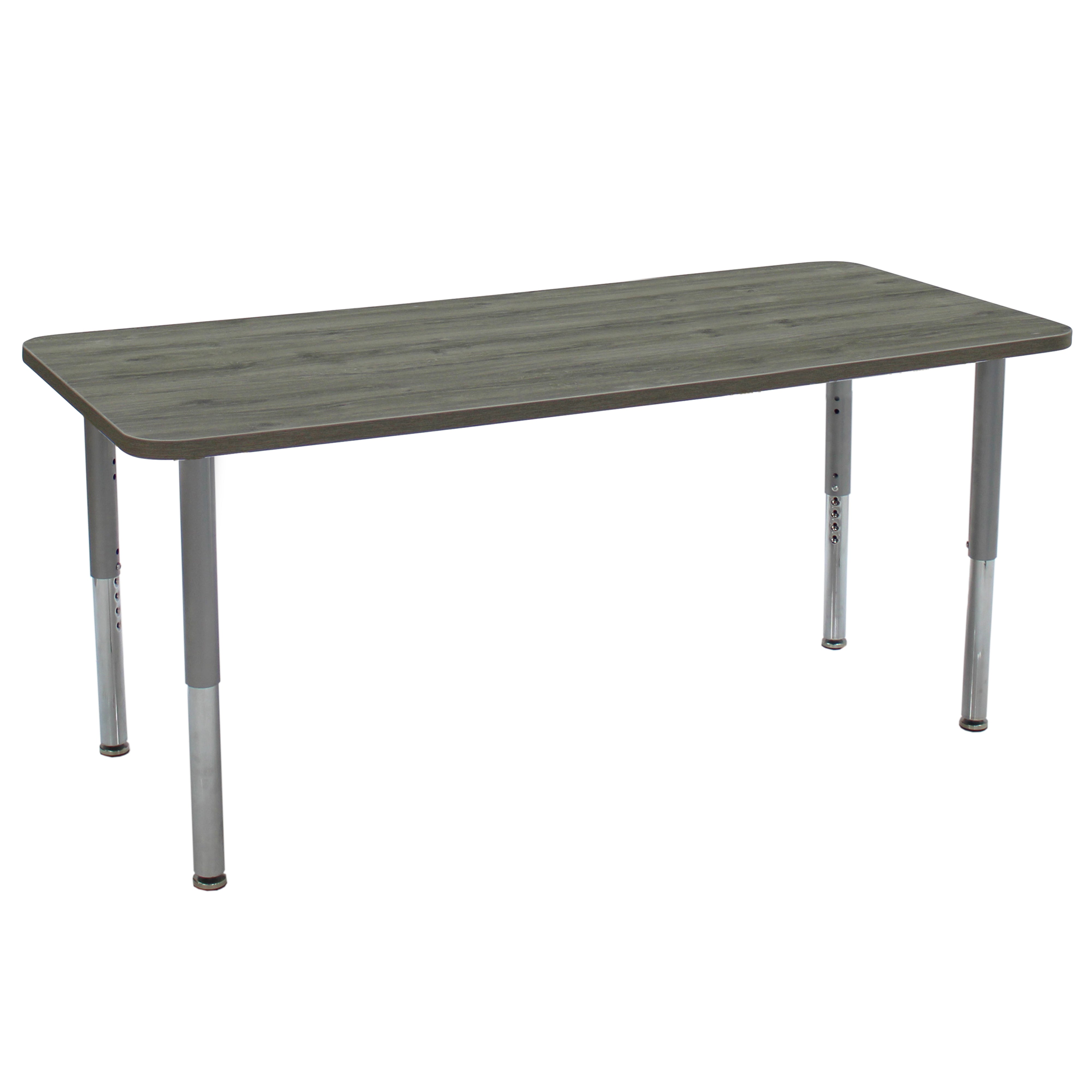 30" x 72" Rectangle La Madera Activity Table with Adjustable Super Legs - Gray Wood/Silver