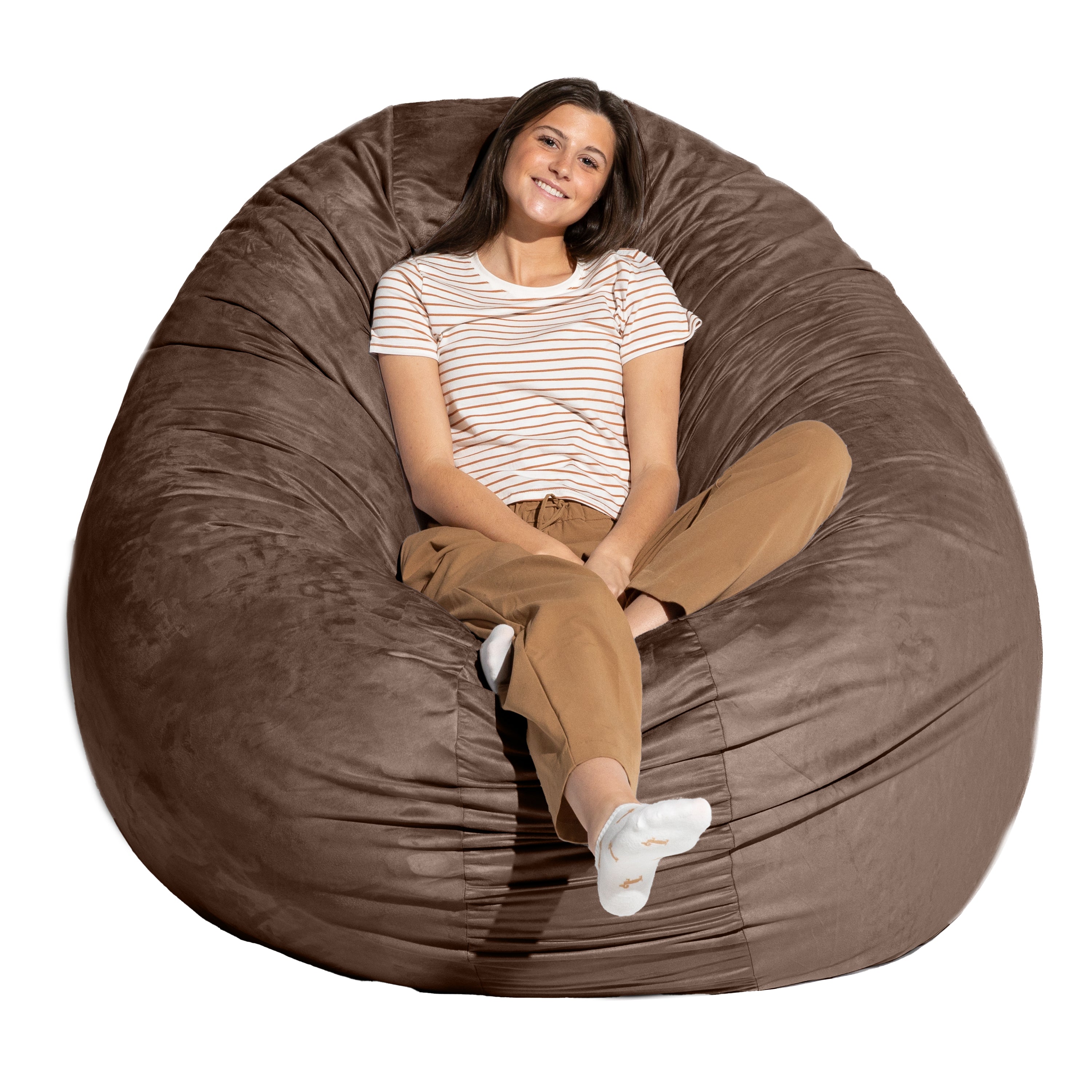 Jaxx 6 Foot Cocoon - 2-in-1 Convertible Bean Bag Bed & Large Bean Bag Chair for Adults, Chocolate