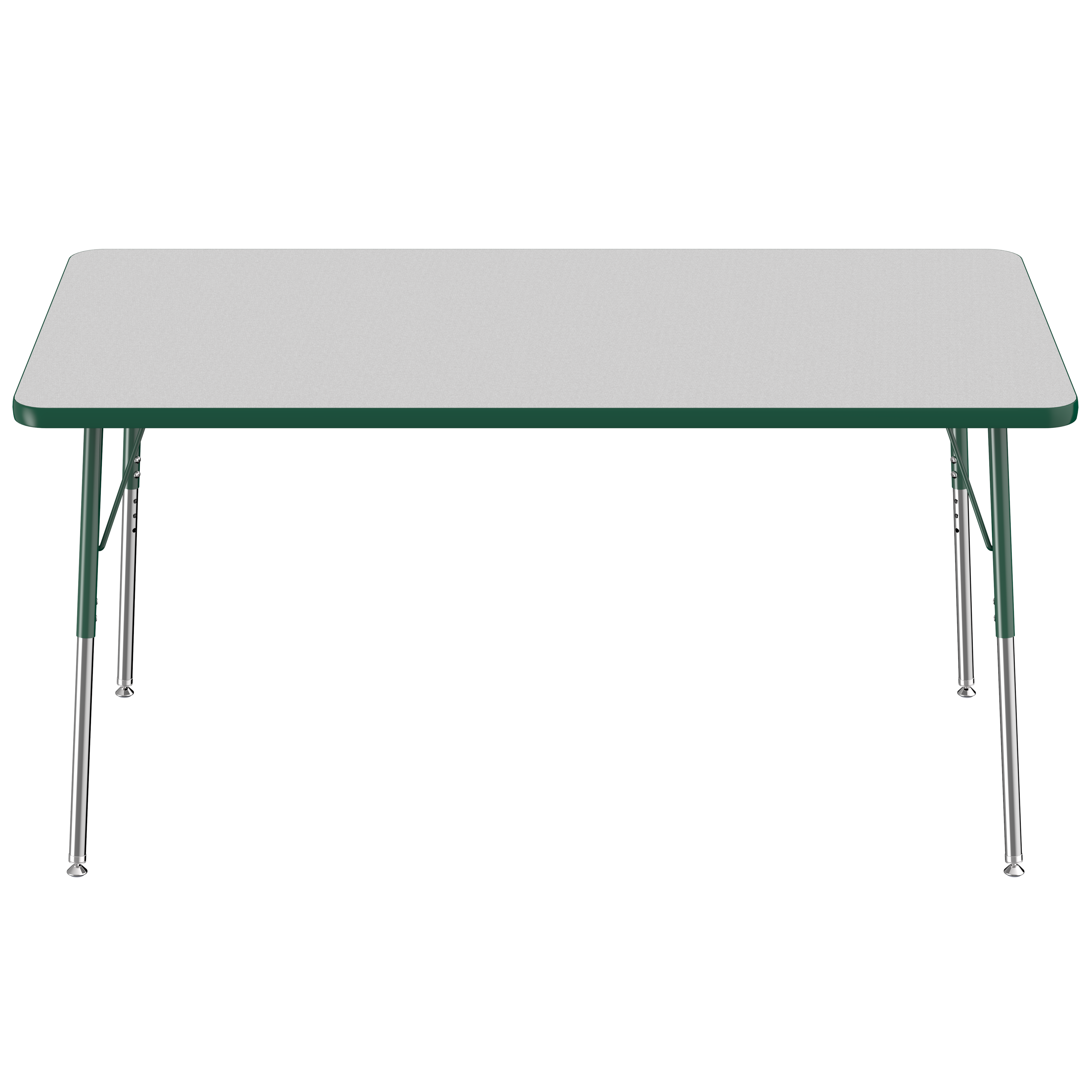 36" x 60" Rectangle T-Molding Activity Table with Adjustable Standard Swivel Glide Legs - Gray/Green