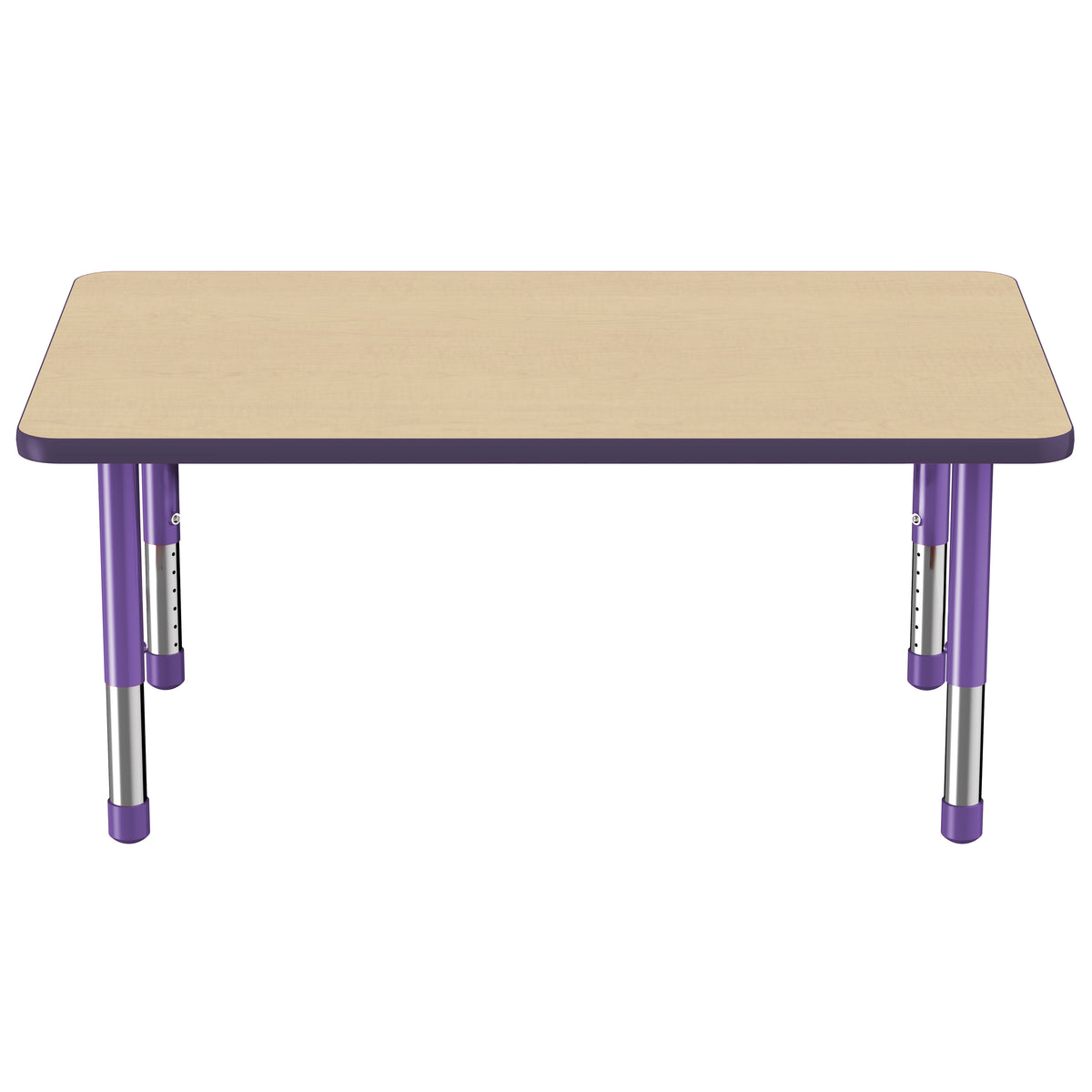 30" x 48" Rectangle T-Molding Activity Table with Adjustable Chunky Legs - Maple/Purple