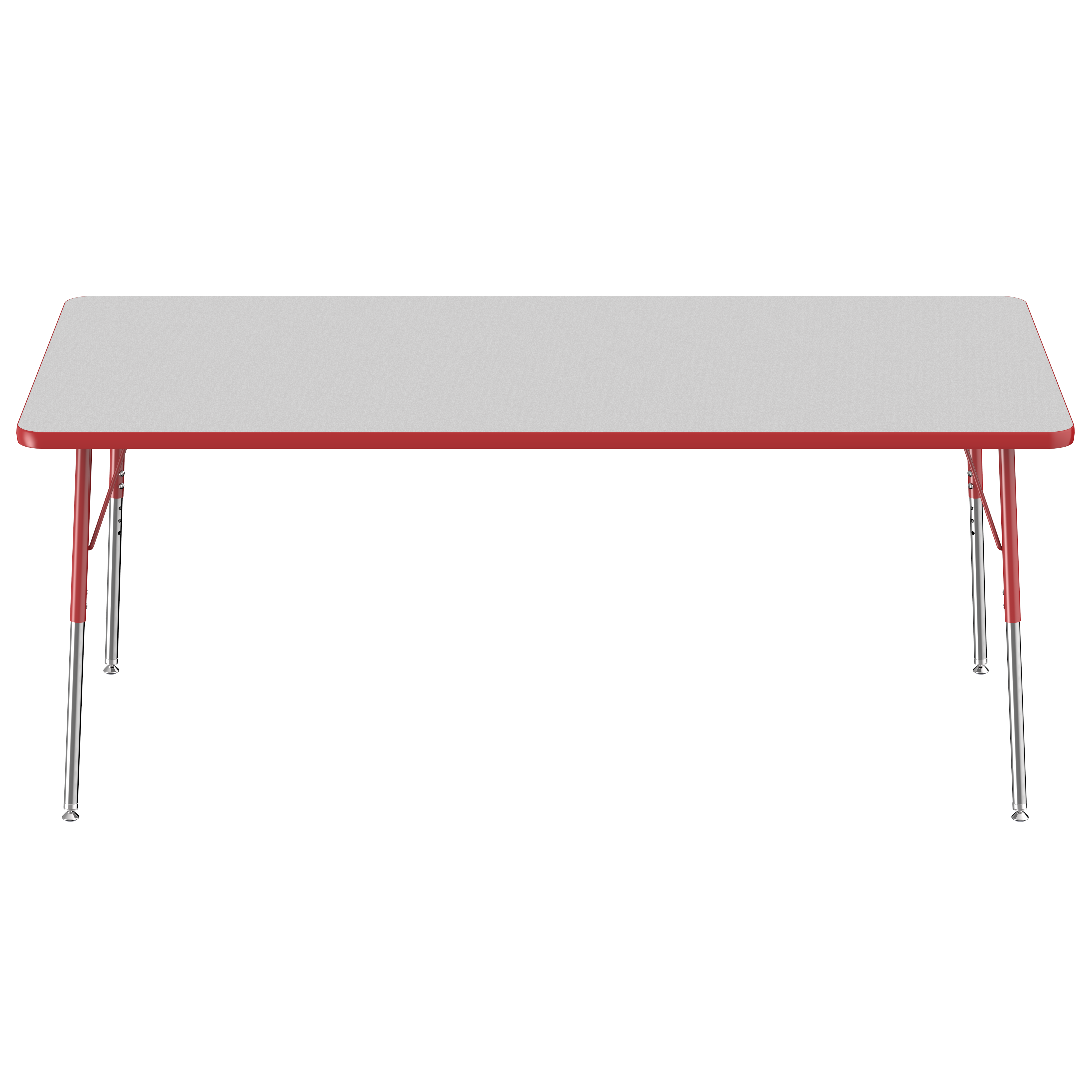 36" x 72" Rectangle T-Molding Activity Table with Adjustable Standard Swivel Glide Legs - Gray/Red