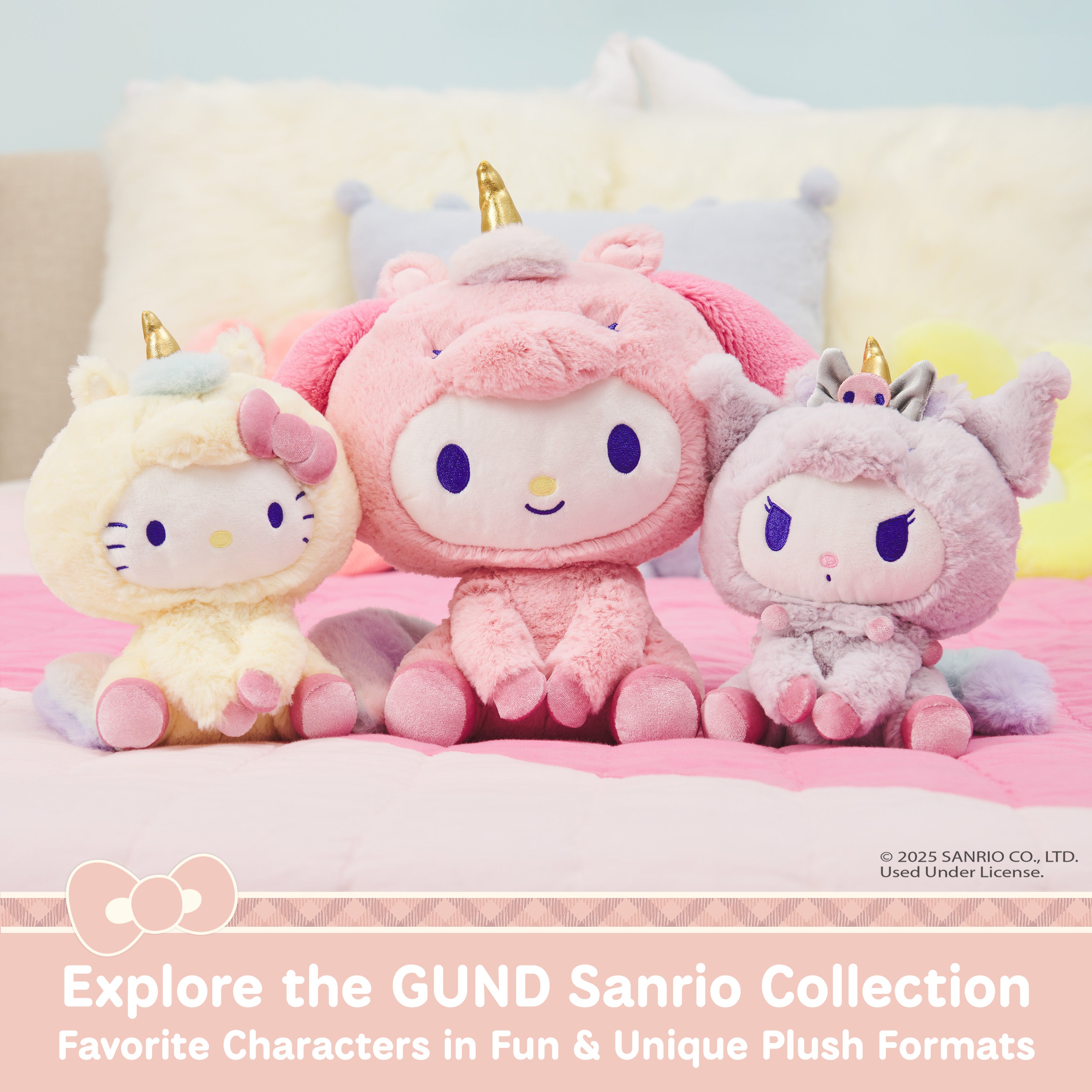 GUND Sanrio Official Hello Kitty and Friends My Melody Café Latte Teddy Bear Plush, Collectible Plush Toy, Stuffed Animal for Ages 1 and Up, Pink, 10”