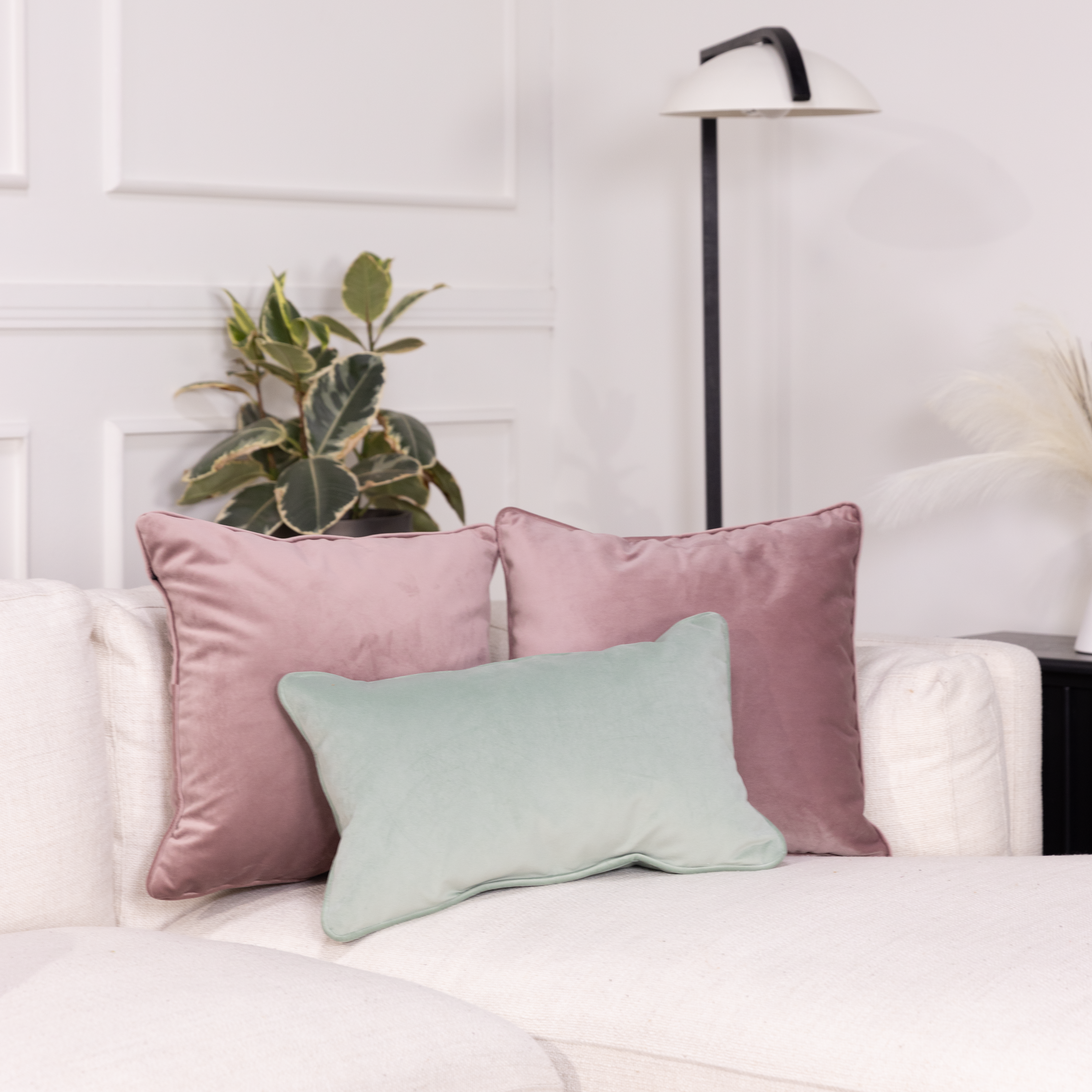 12" x 20" Rectangle Lumbar Microfiber Pillow with Piping, 2-Piece - Aloe