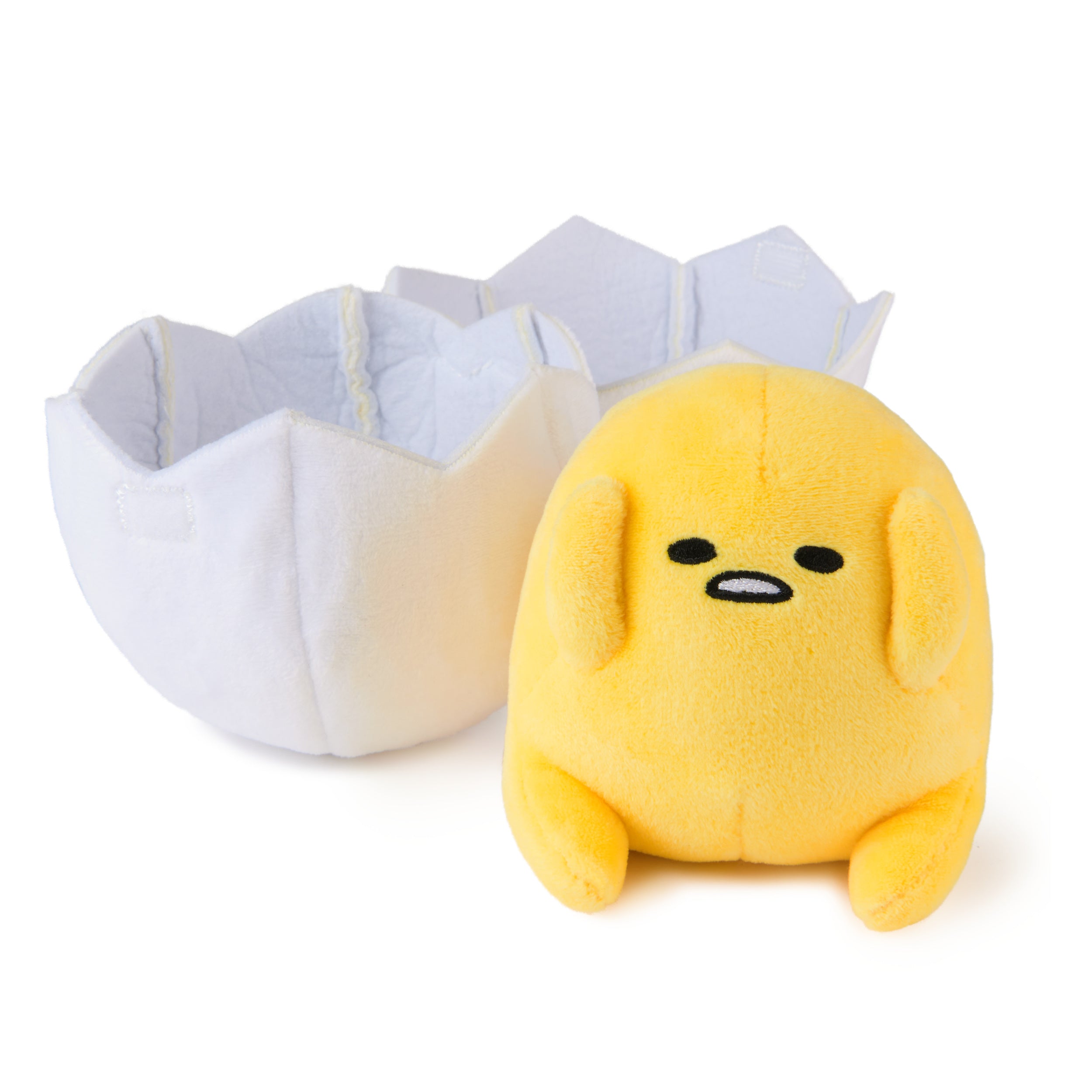 GUND Sanrio Gudetama The Lazy Egg Stuffed Animal, Gudetama in Eggshell Plush Toy for Ages 1 and Up, 5”
