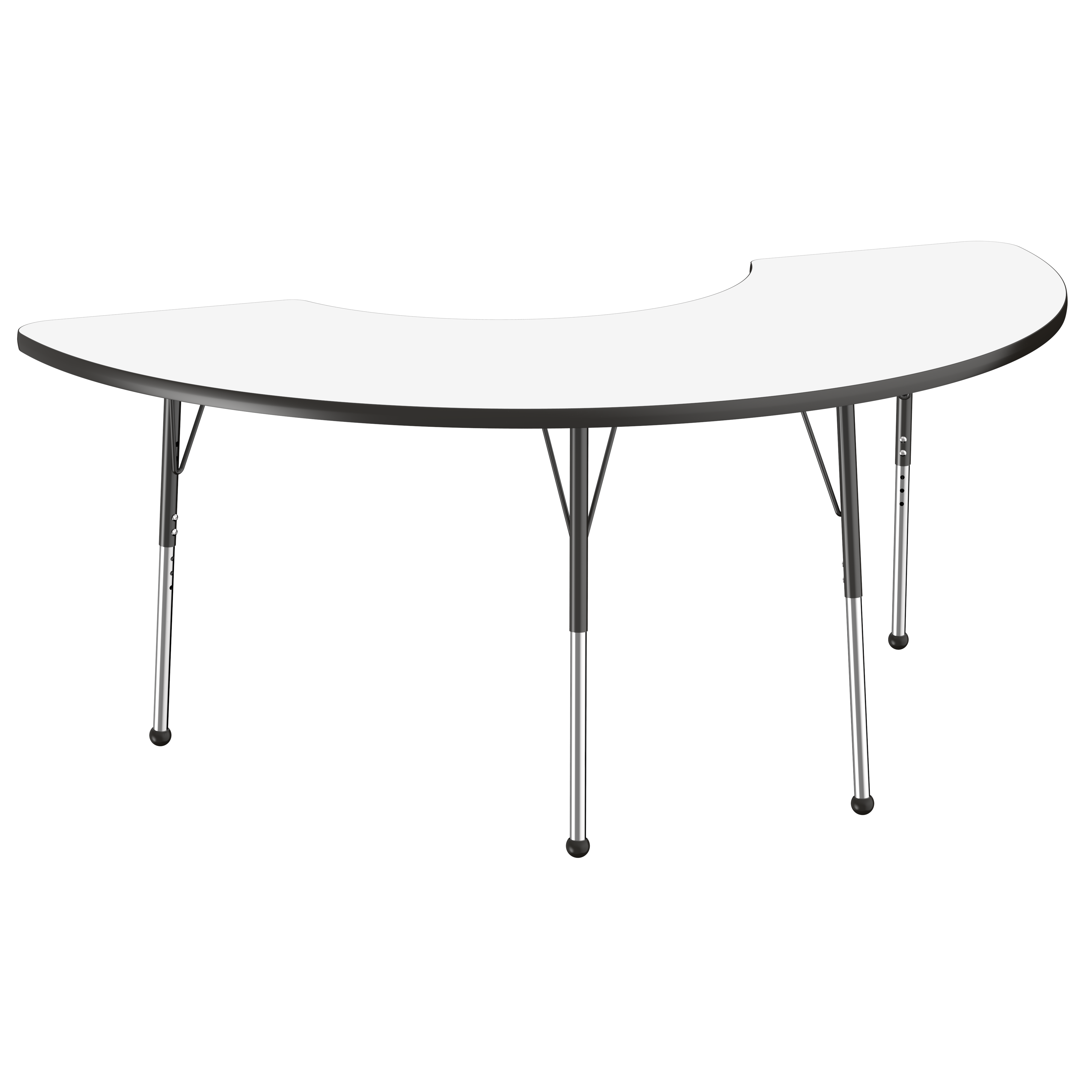 36" x 72" Half Moon Dry-Erase Activity Table with Adjustable Standard Ball Glide Legs - Whiteboard/Black
