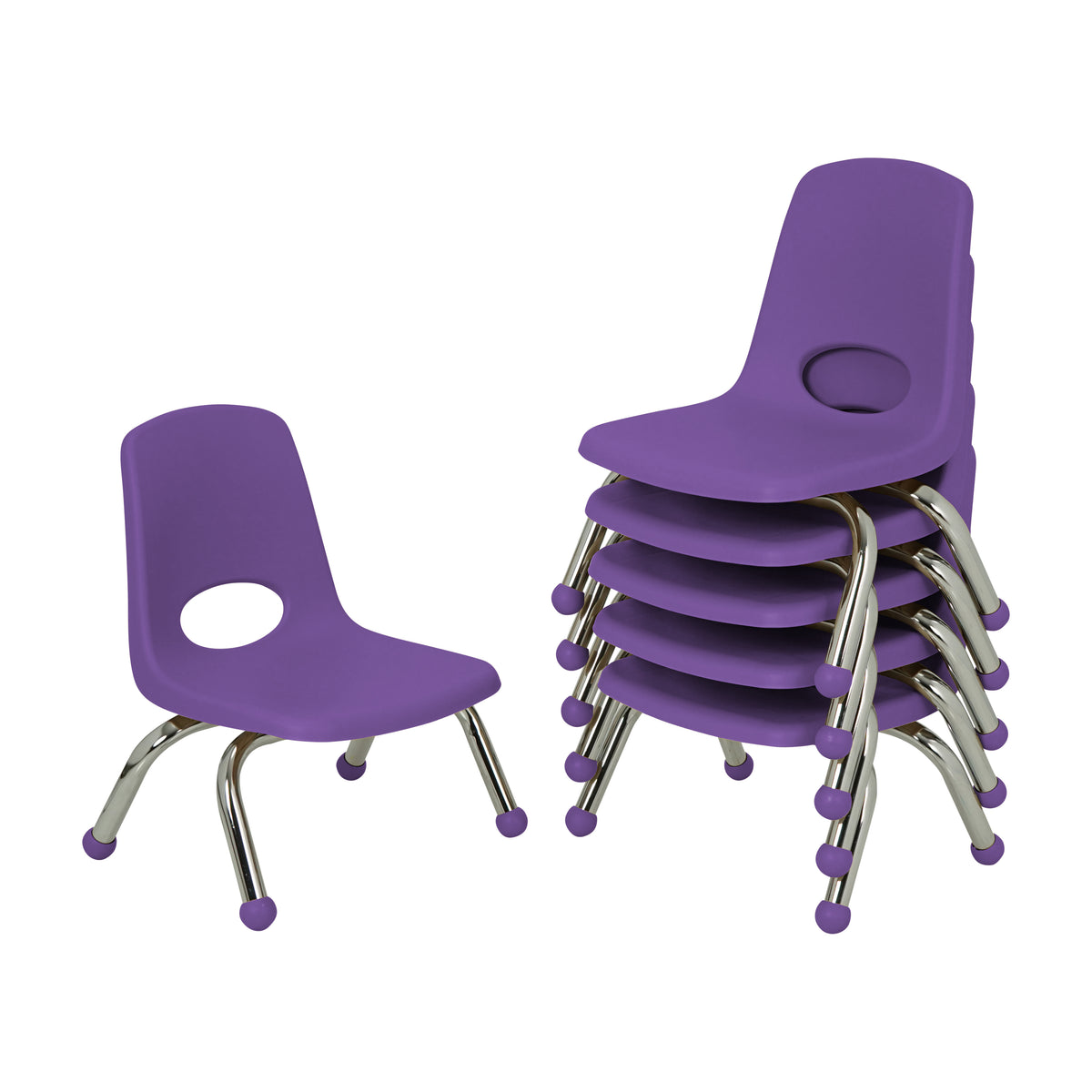 8" Stack Chair with Ball Glides, 6-Pack - Purple