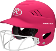Rawlings Coolflo Highlighter Osfm Batting Helmet With Softball Face Guard - Neon Pink
