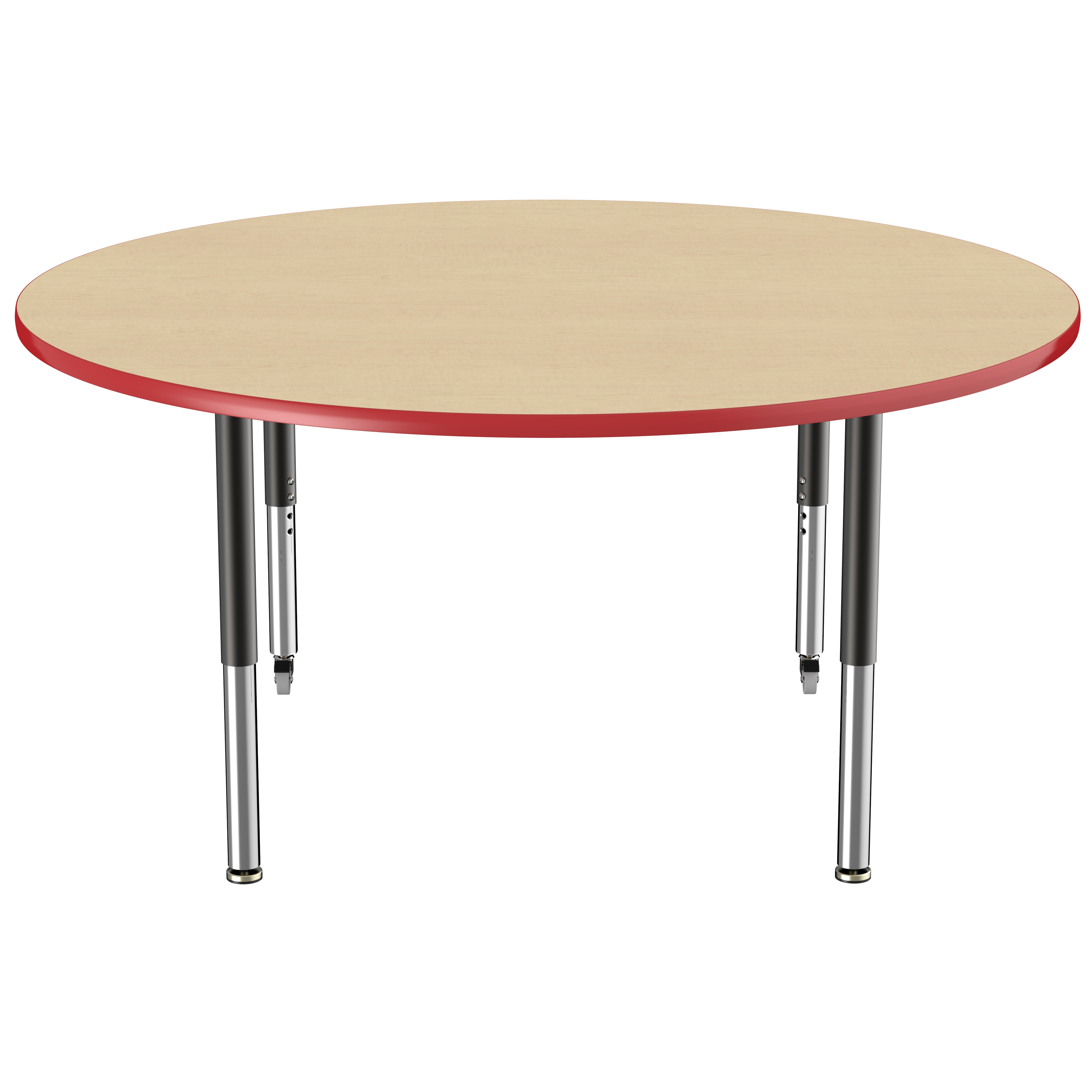 60" Round T-Molding Activity Table with Adjustable Super Legs - Maple/Red/Black