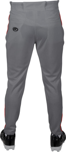 Rawlings Youth Plated Piped Pro Taper Fit Pant - Large - Blue Gray/Scarlet