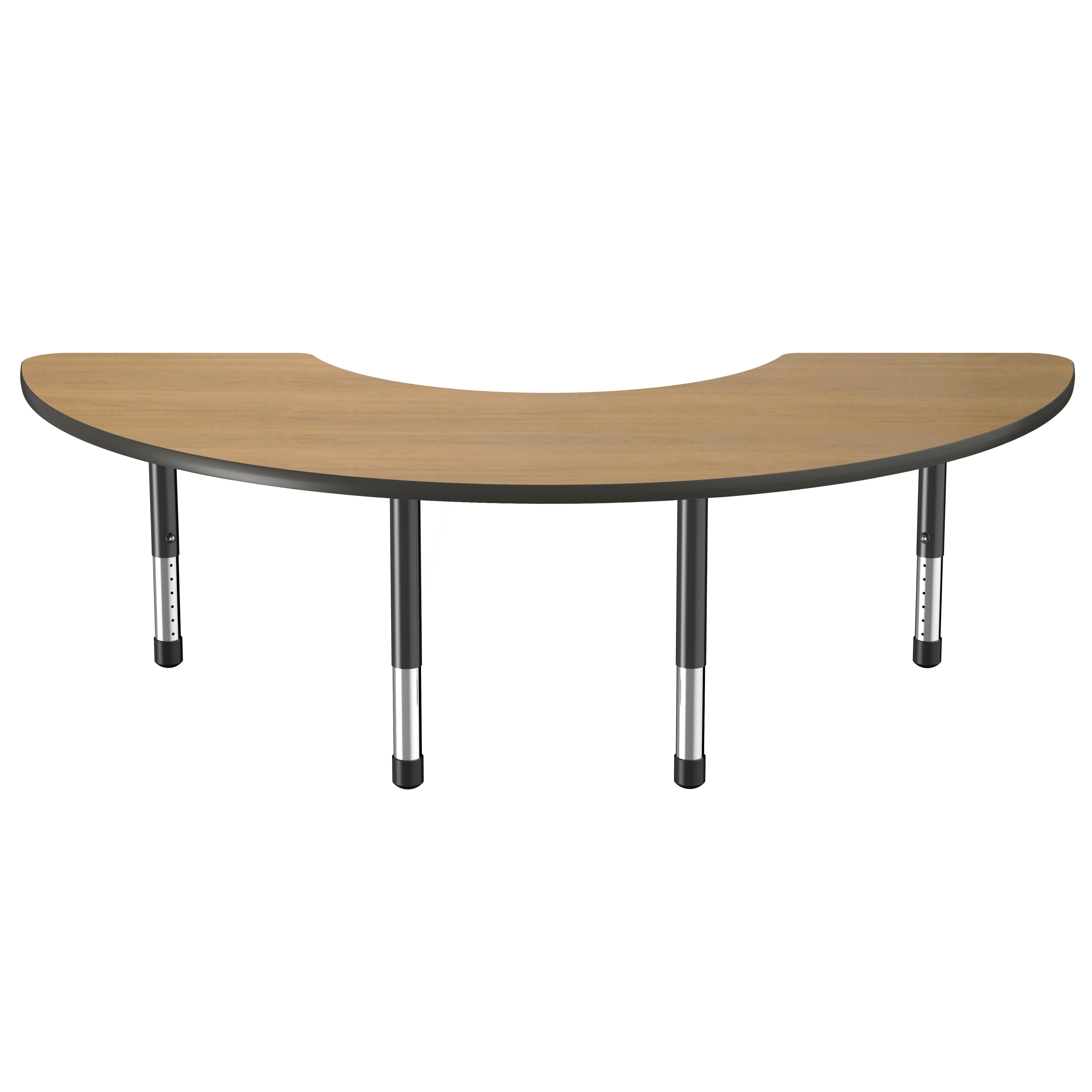 36" x 72" Half Moon Thermofused Activity Table with Adjustable Chunky Legs - Pasadena Oak/Black
