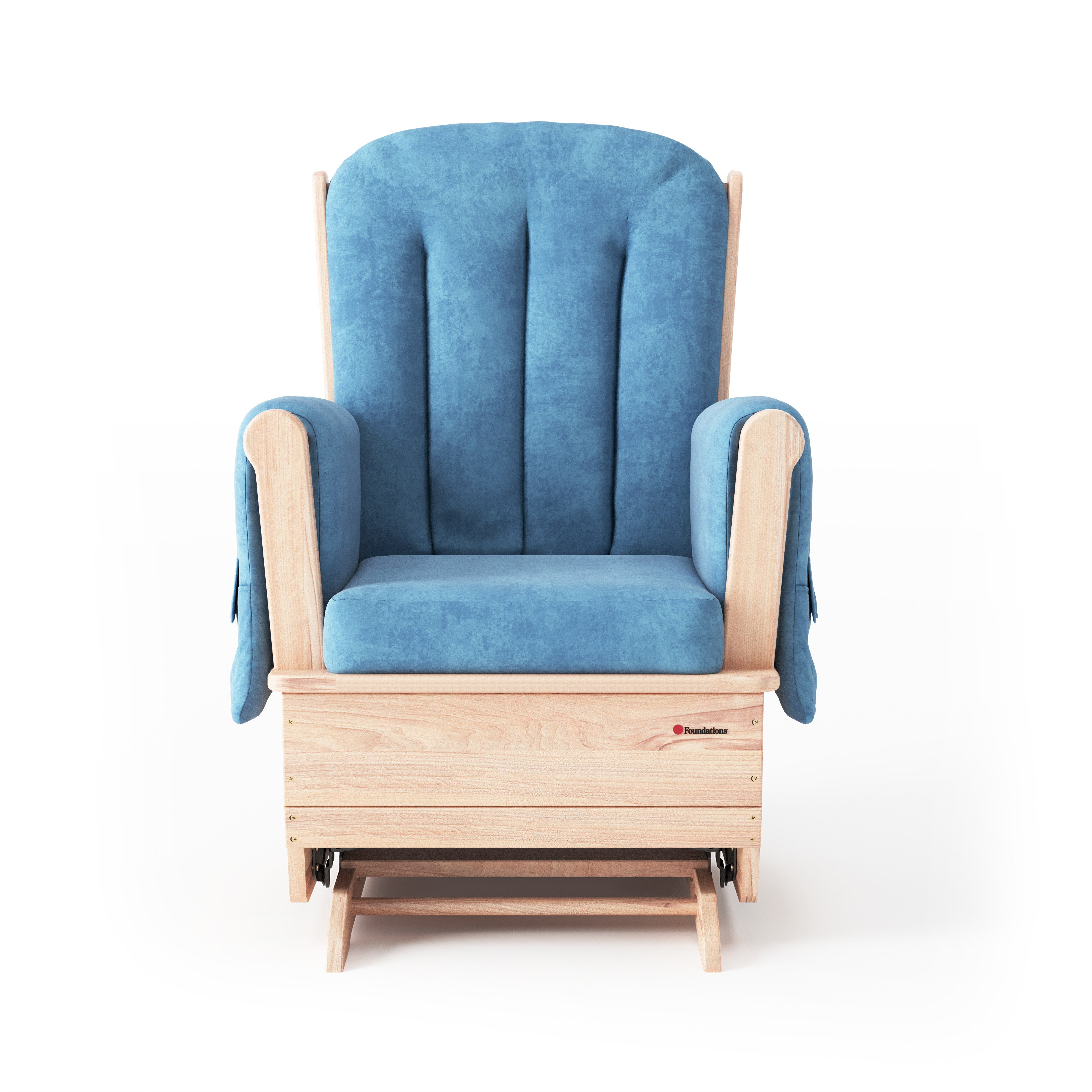 Safe Rocker Glider with Std. Base and Blue Microfiber Cushions