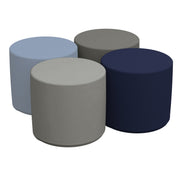 SoftScape 18" Round Ottoman 16" Height, 4-Piece - Navy/Powder Blue