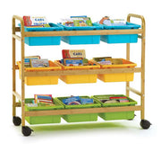 Book Browser Cart W/Cool Color Tubs