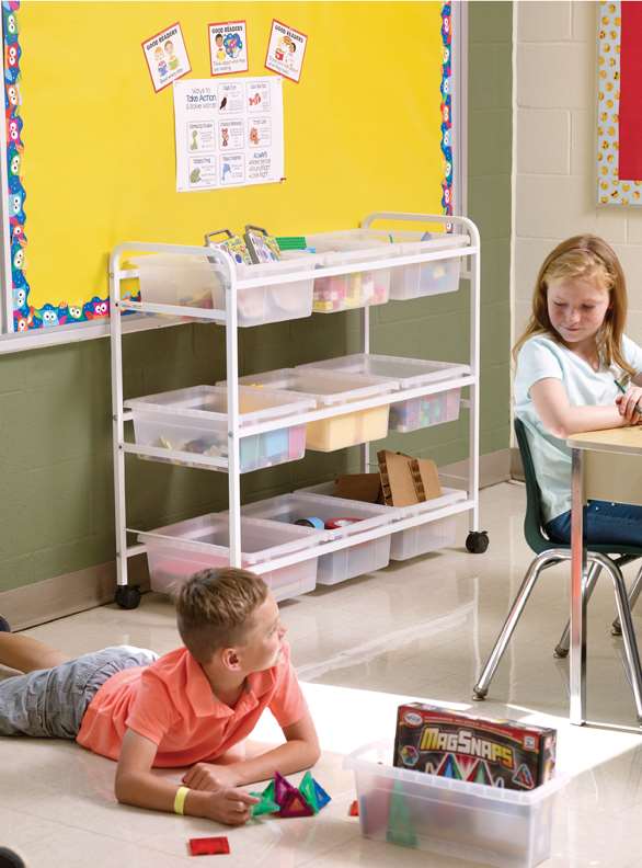 Clear Stem Storage Cart, 3 Divided & 6 Open Tubs - 36 1/2"(91cm) H x 40 1/2"(104cm) W x 15 3/4"(41cm) D
