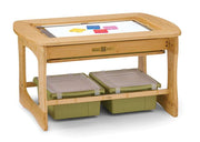 Bamboo Sensory Light Table with Sage tubs