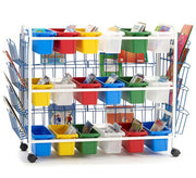 Deluxe Book Browser Cart with Book Displays & 18 Small Tubs - 36 1/2"(93 cm) H x 49"(124cm) W x 21"(53cm)