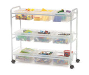 Clear Stem Storage Cart, 3 Divided & 6 Open Tubs - 36 1/2"(91cm) H x 40 1/2"(104cm) W x 15 3/4"(41cm) D