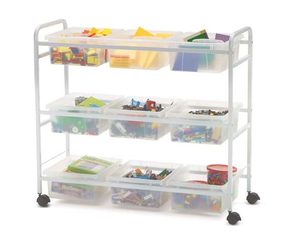 Clear Stem Storage Cart, 3 Divided & 6 Open Tubs - 36 1/2"(91cm) H x 40 1/2"(104cm) W x 15 3/4"(41cm) D