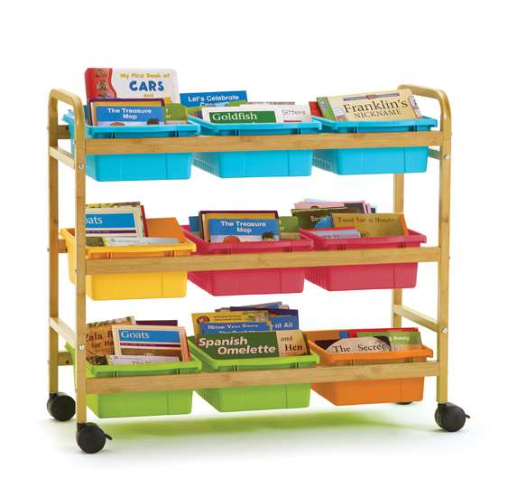 Book Browser Cart W/Vibrant Tubs