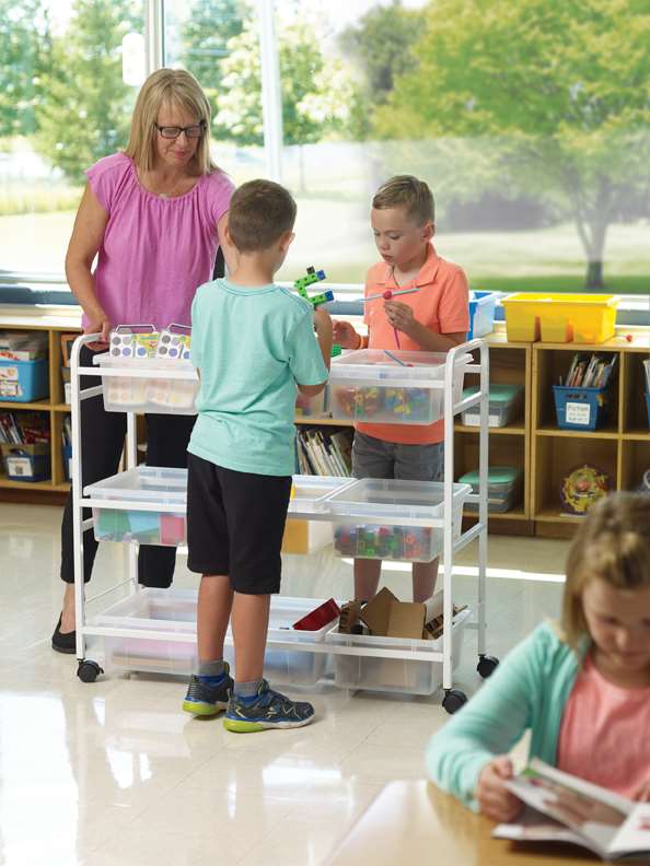 Clear Stem Storage Cart, 3 Divided & 6 Open Tubs - 36 1/2"(91cm) H x 40 1/2"(104cm) W x 15 3/4"(41cm) D