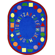First Lessons 5'4" x 7'8" Oval area rug in color Blue
