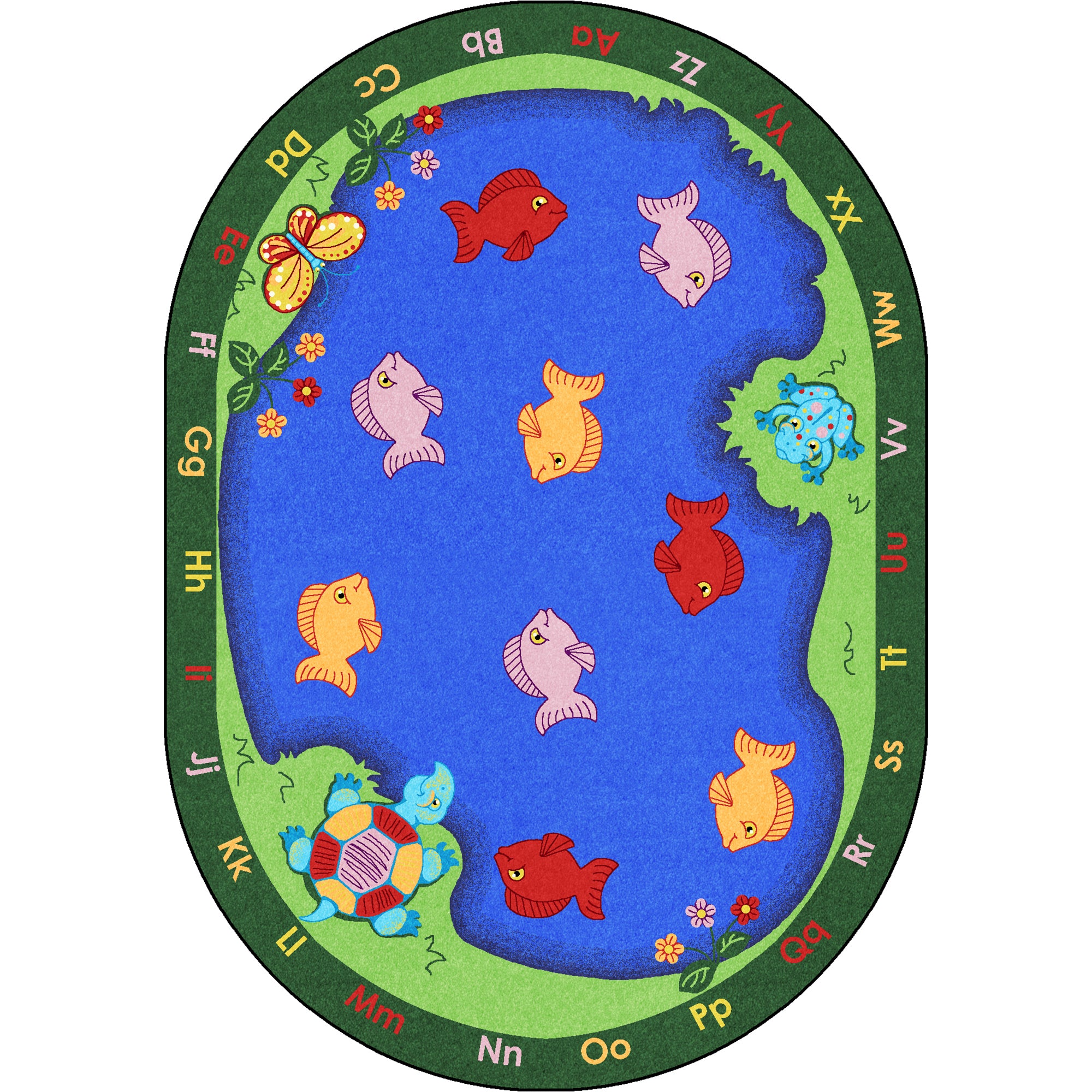 Fishin' Fun 7'8" x 10'9" Oval area rug in color Multi