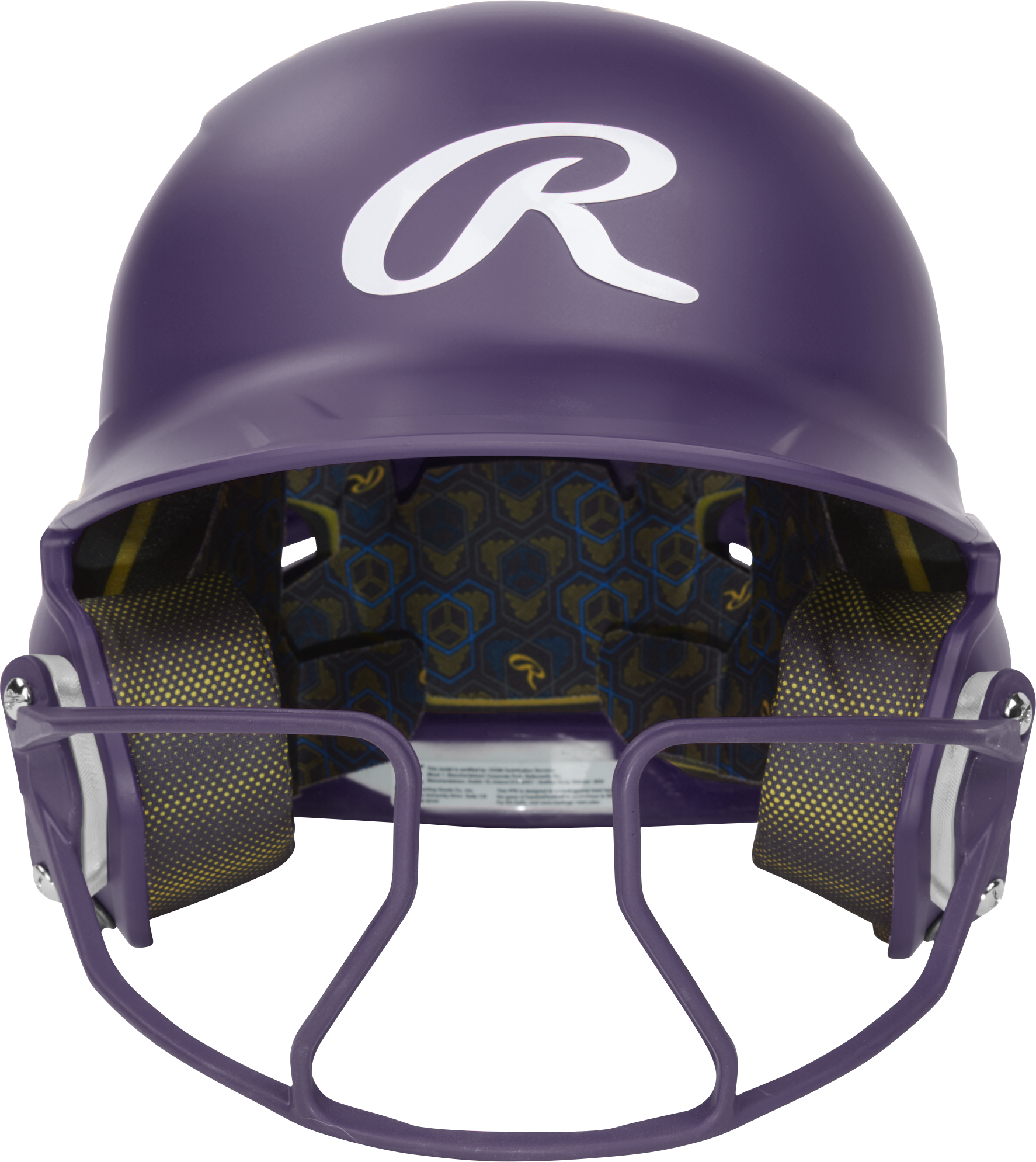 Rawlings Mach Hi-Viz Senior Matte Batting Helmet With Hi-Viz Face Guard - Purple