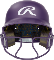 Rawlings Mach Hi-Viz Senior Matte Batting Helmet With Hi-Viz Face Guard - Purple