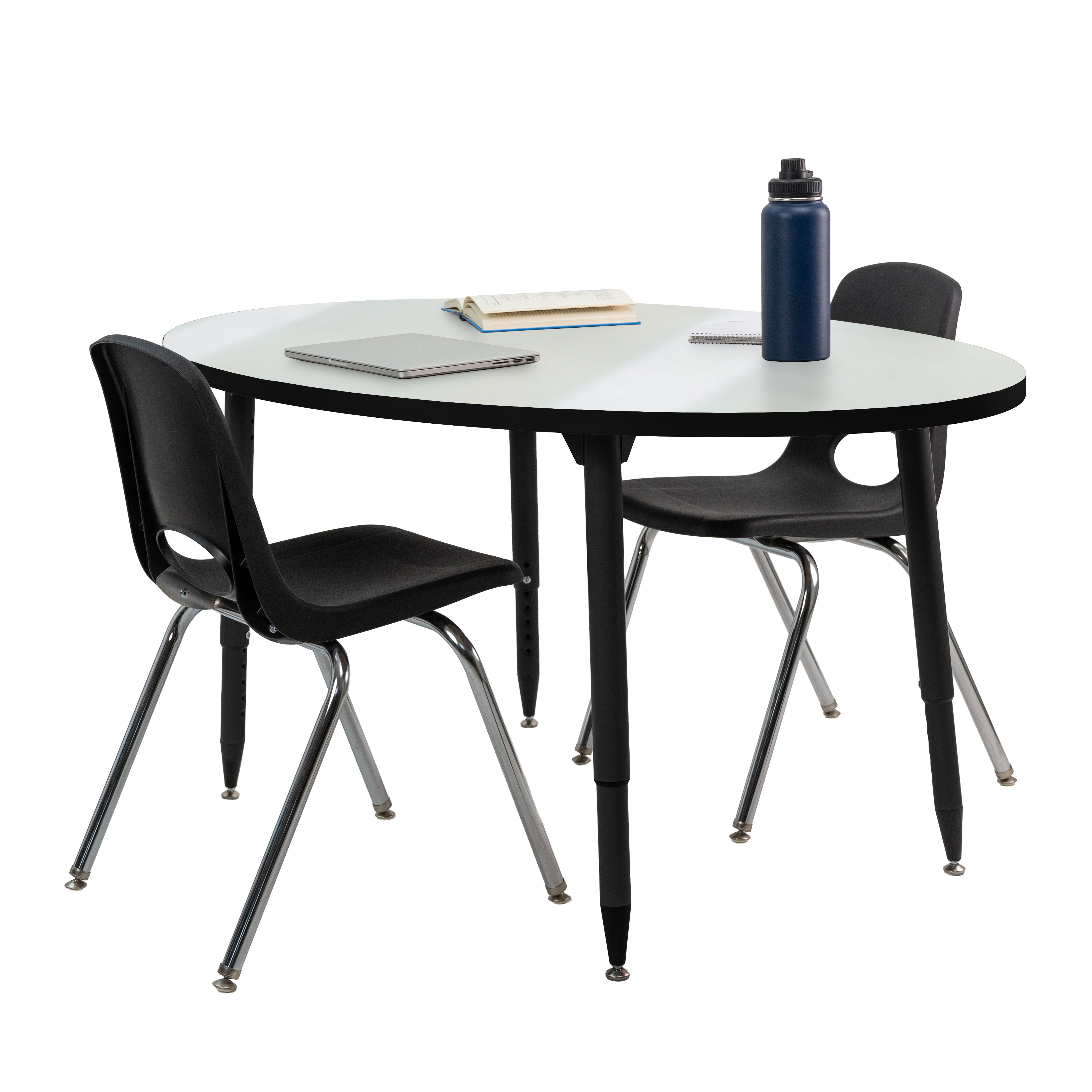 Adapte 30" x 60" Oval Dry-Erase Activity Table with Adjustable Tapered Legs - Whiteboard/Black