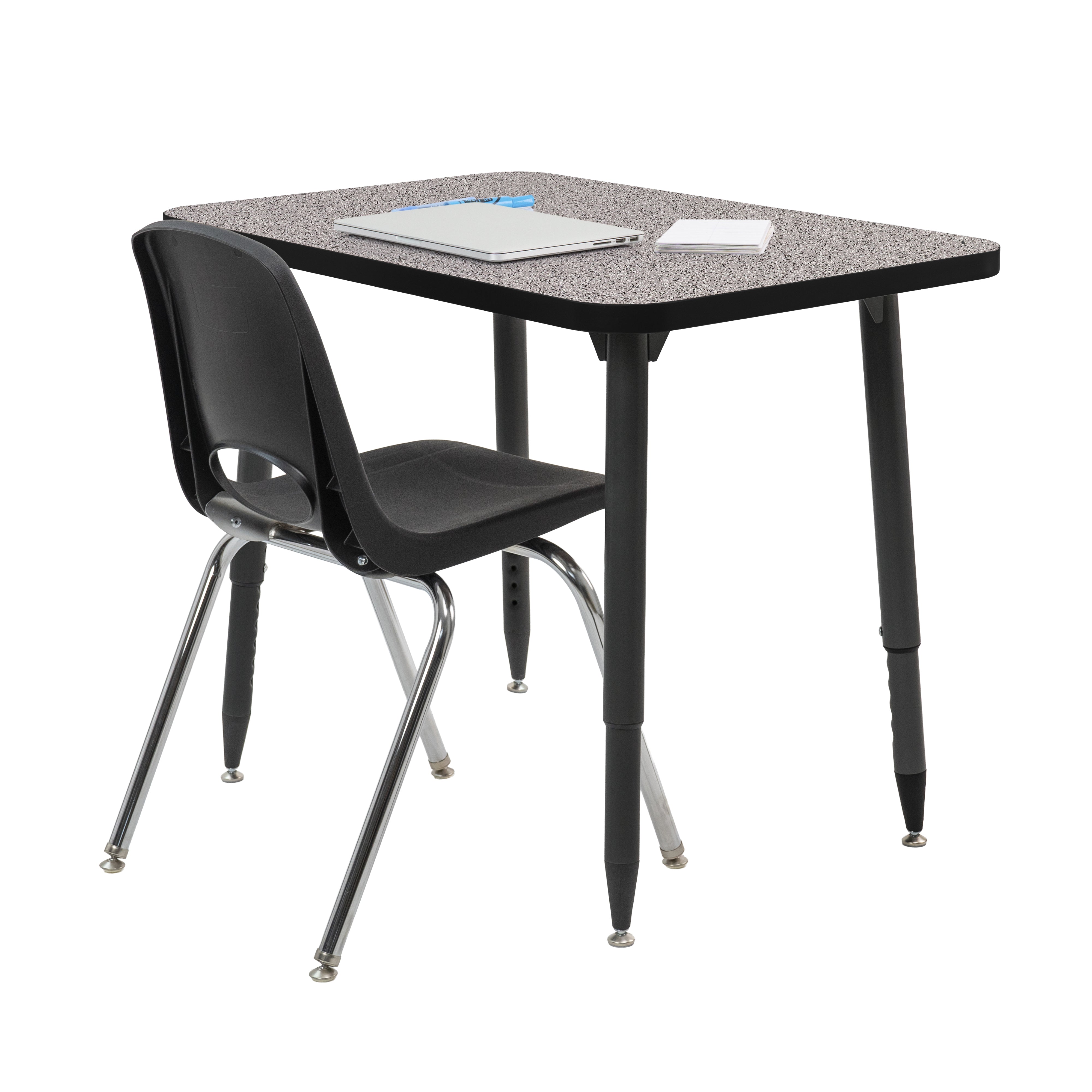 Adapte 24" x 36" Rectangle Thermofused Activity Table with Adjustable Tapered Legs - Gray/Black