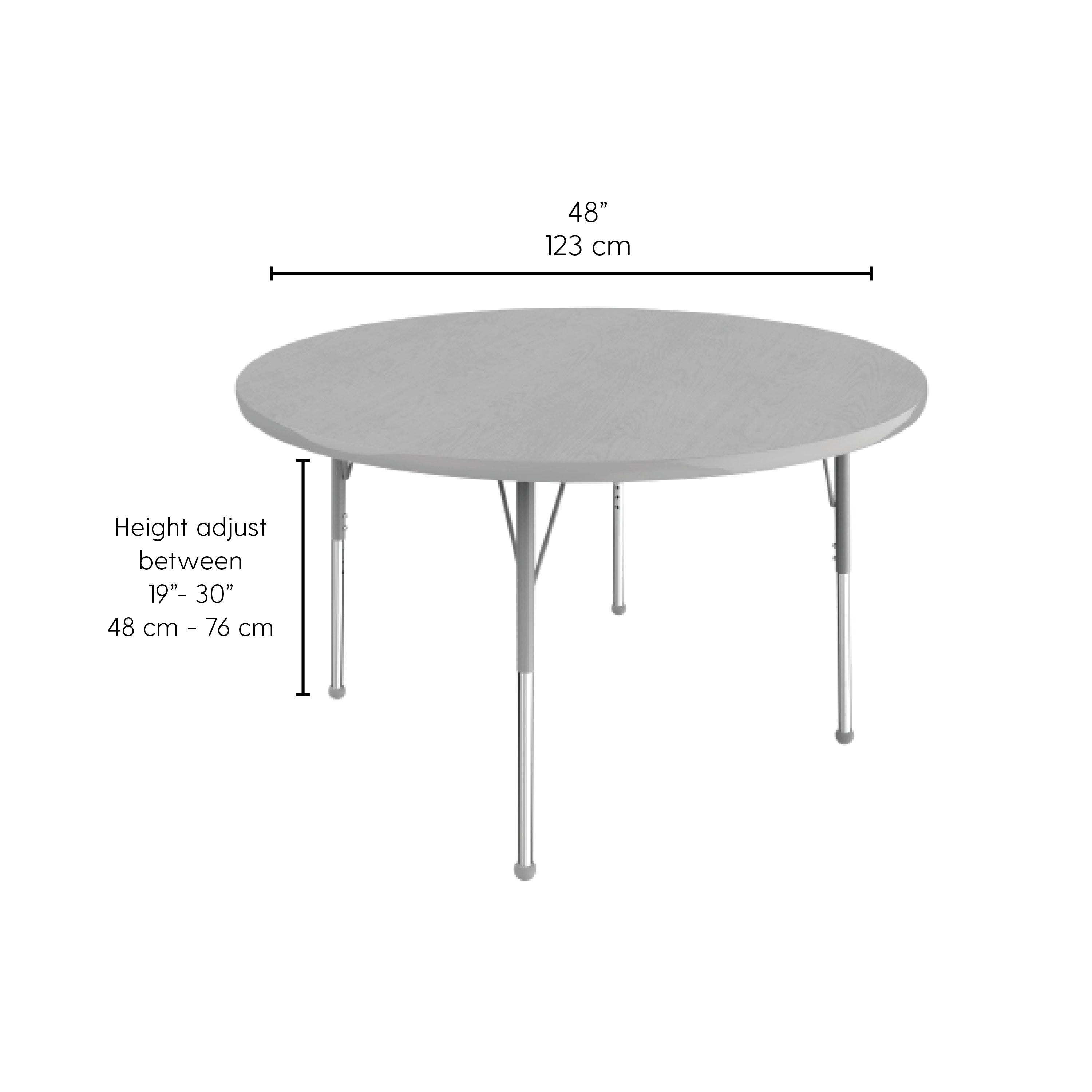 48" Round Collaborative Dry-Erase Activity Table with Adjustable Standard Ball Glide Legs - Whiteboard/Black