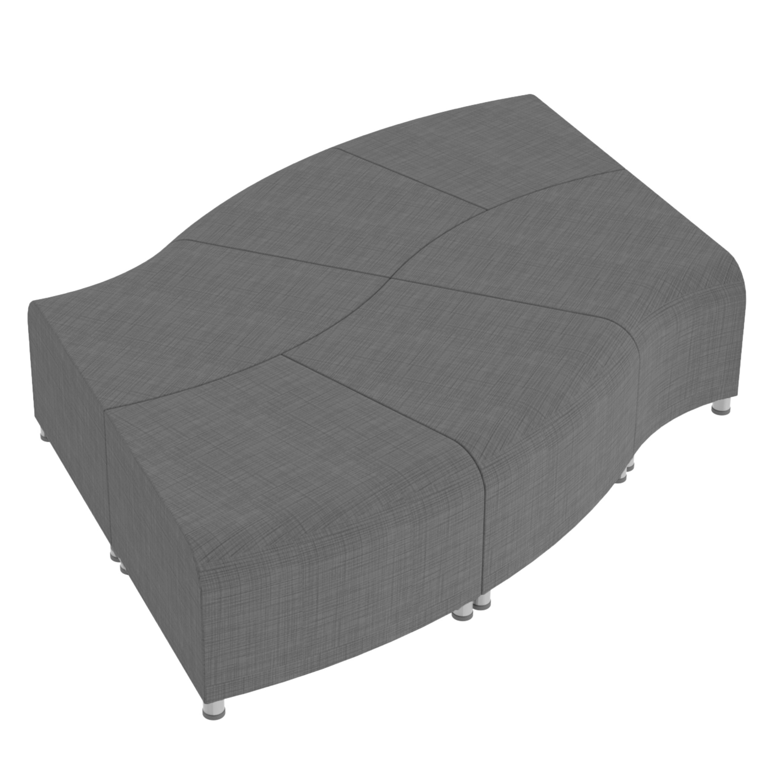 Pro Series Connect Edged Ripple Backless Seating, 6-Piece Set - Slate Gray Crosshatch