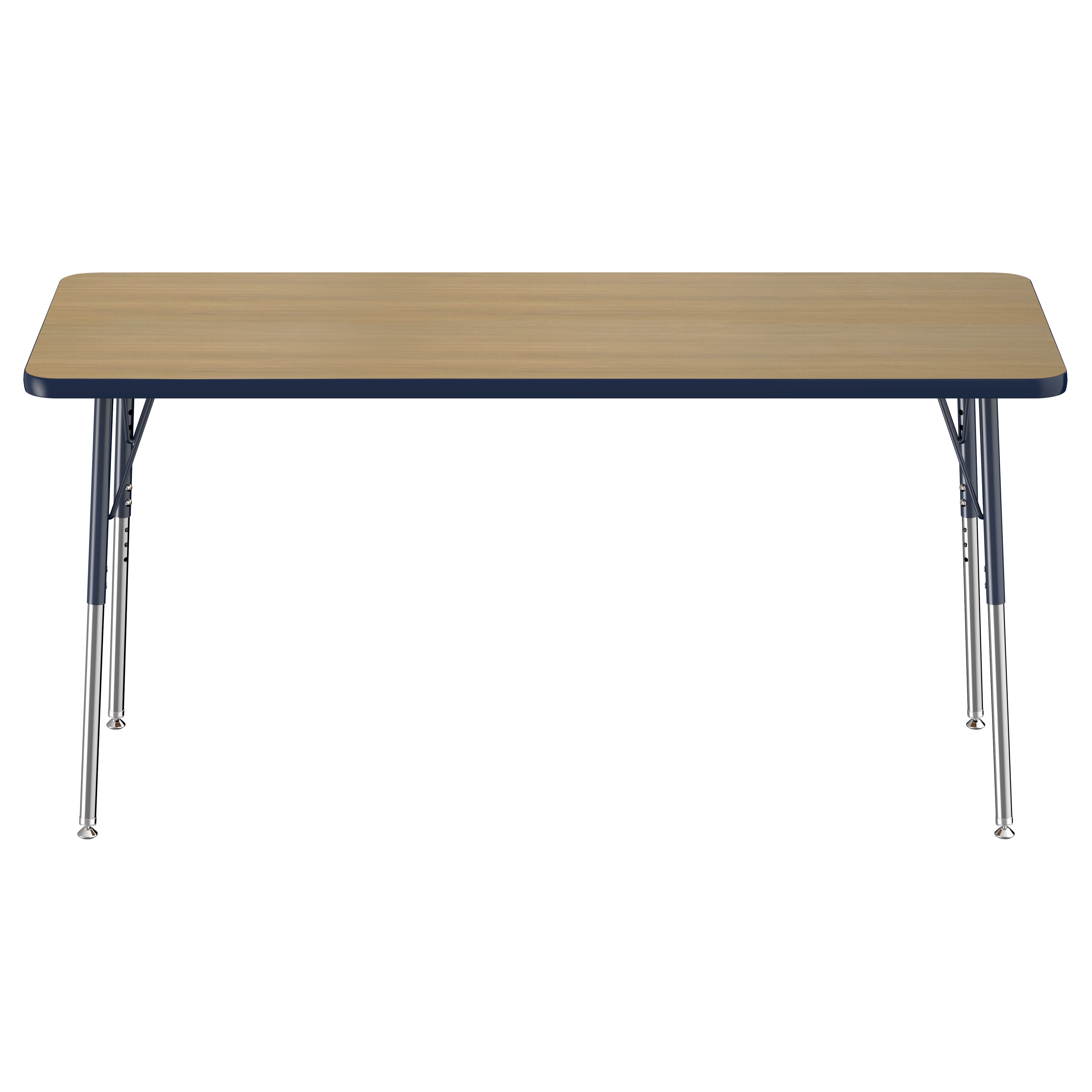 24" x 60" Rectangle Thermofused Activity Table with Adjustable Standard Swivel Glide Legs - Pasadena Oak/Navy