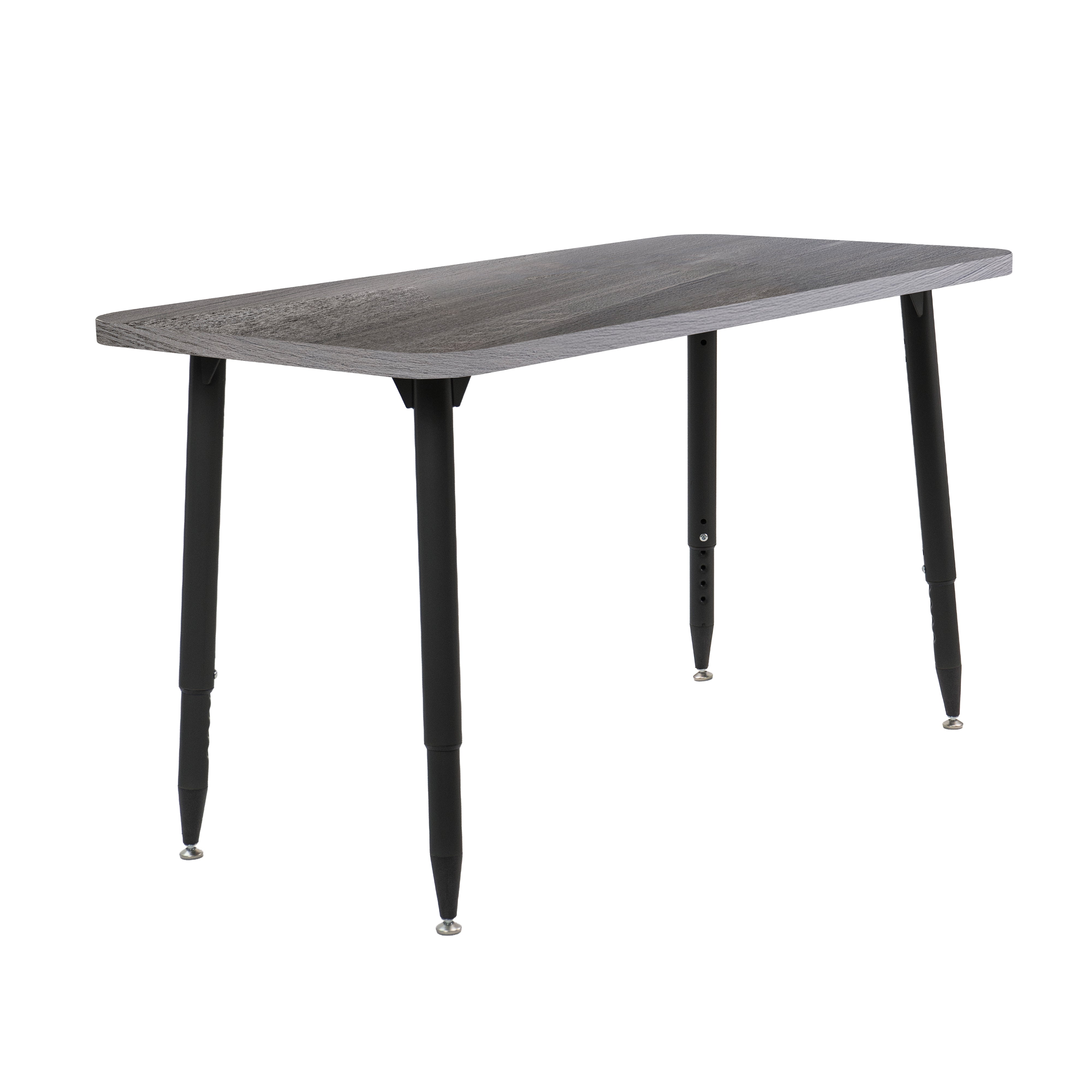 Adapte 24" x 48" Rectangle Woodgrain Activity Table with Adjustable Tapered Legs - Gray Wood/Black