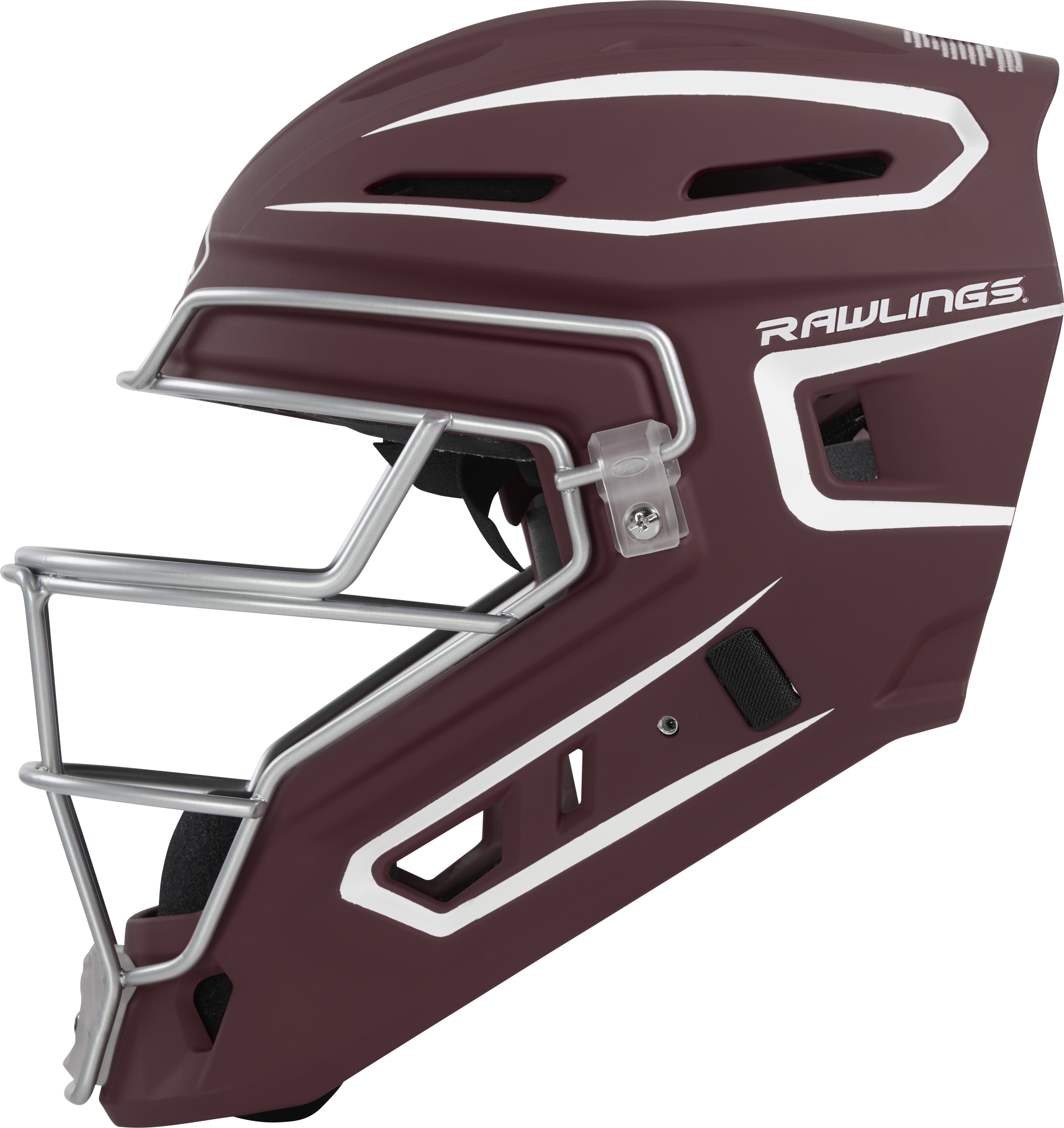 Rawlings Velo 2.0 Matte Senior Catchers Helmet - Maroon/White