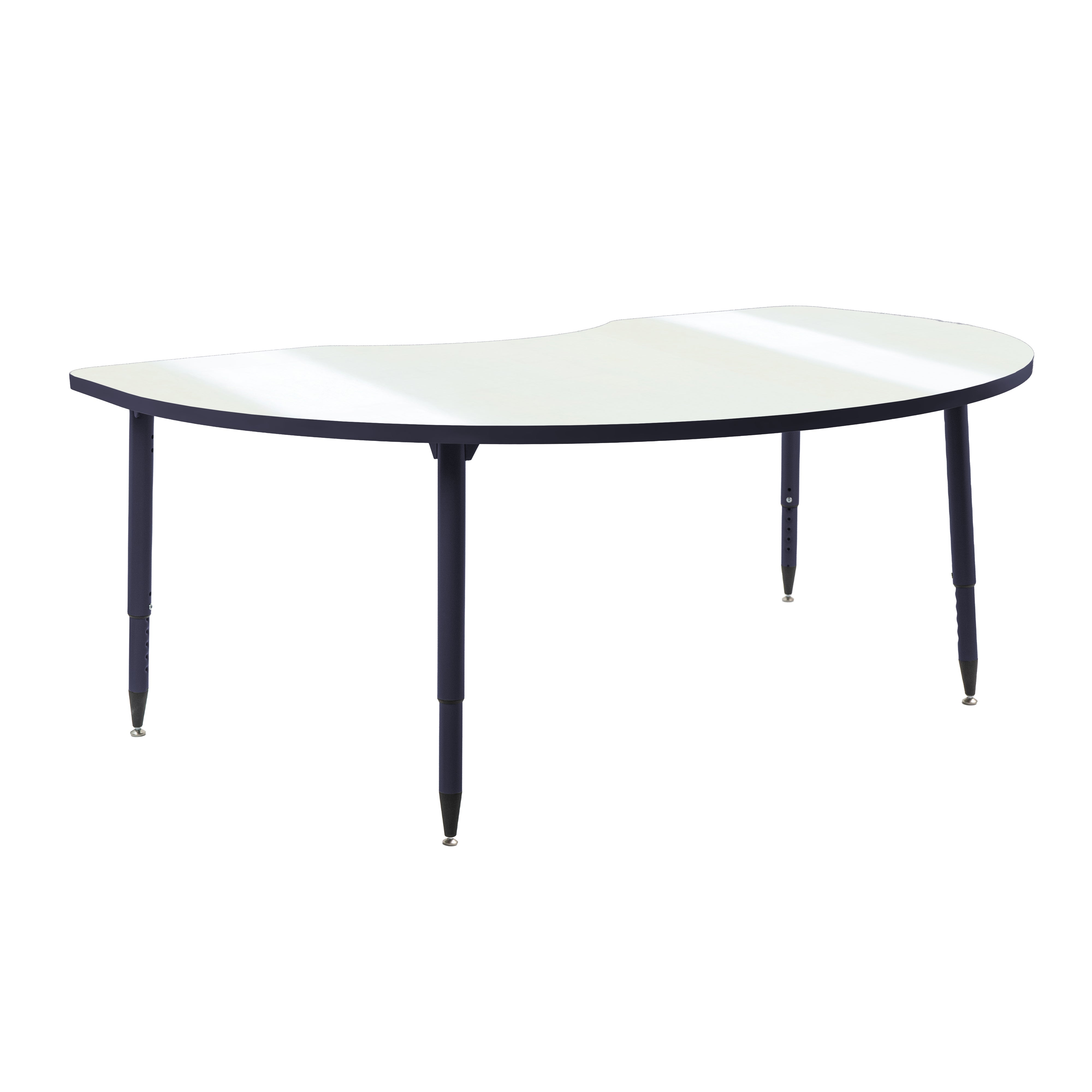 Adapte 48" x 72" Kidney Dry-Erase Activity Table with Adjustable Tapered Legs - Whiteboard/Navy