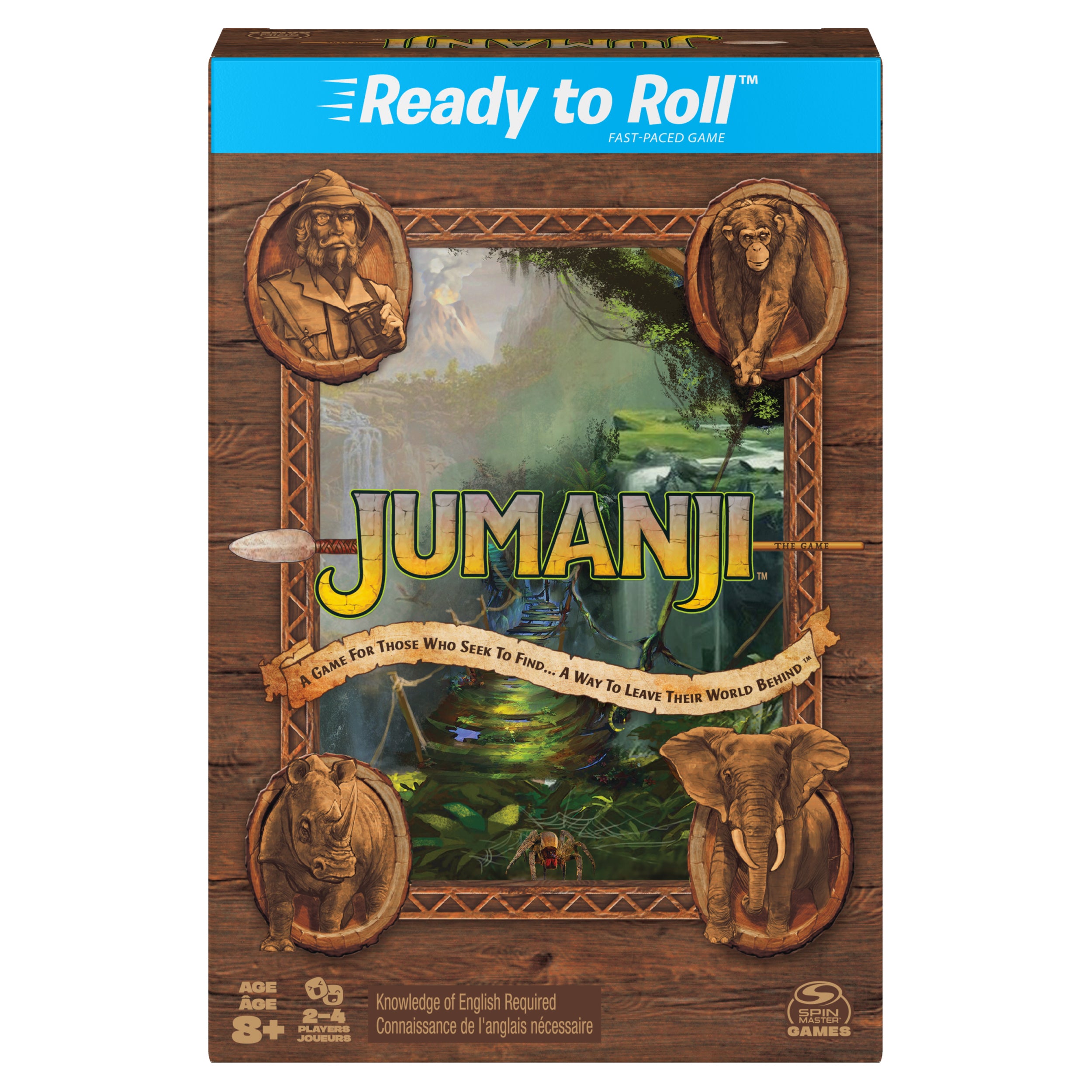 Jumanji, Ready to Roll Fast-Paced 2-4 Player Board Game by Spin Master Games, for Family Game Night Based on the Film, for Adults & Kids Ages 8 and up
