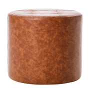 Rustic Tufted Round Ottoman 16" Height - Hazelnut