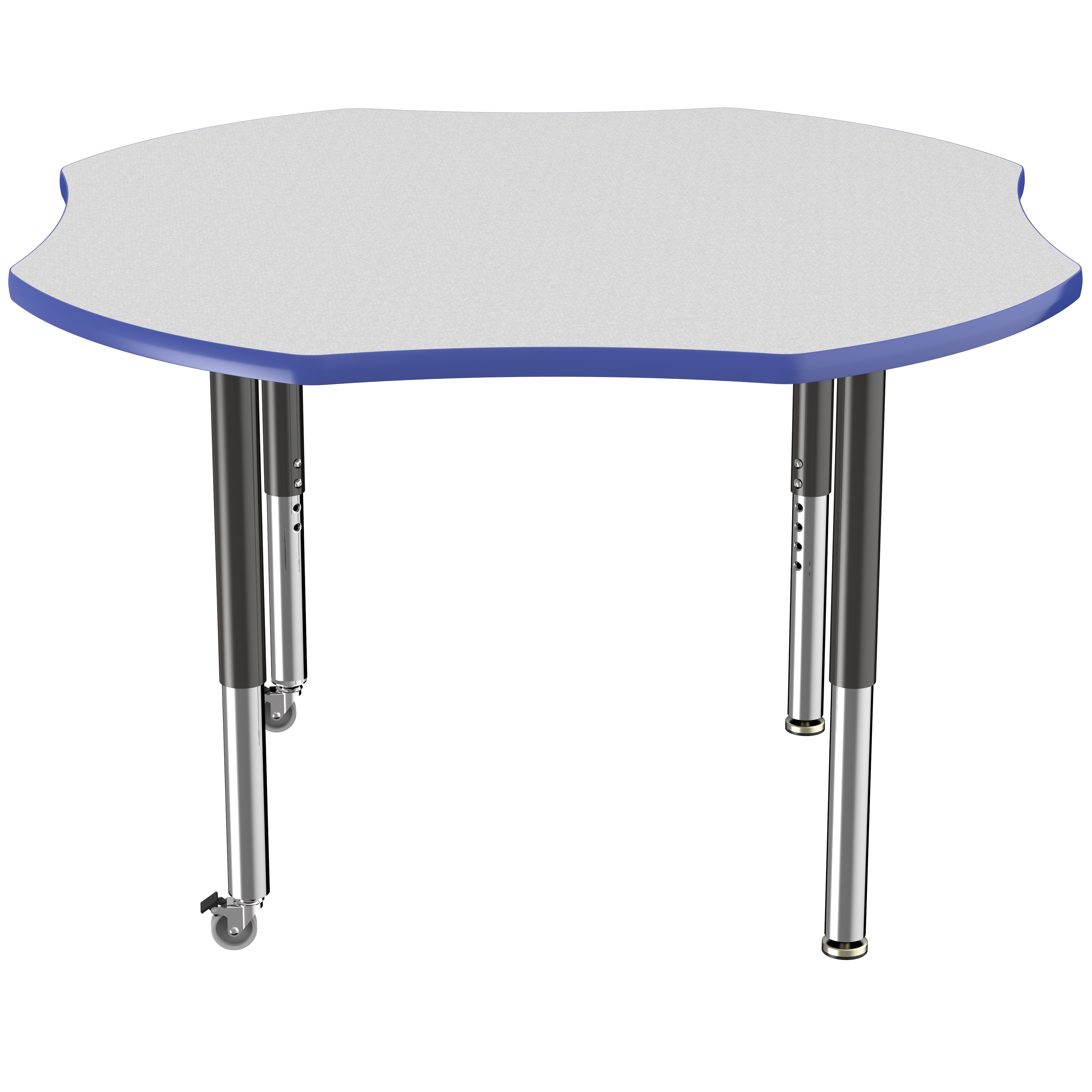 48" x 48" Clover T-Molding Activity Table with Adjustable Super Legs - Gray/Blue/Black